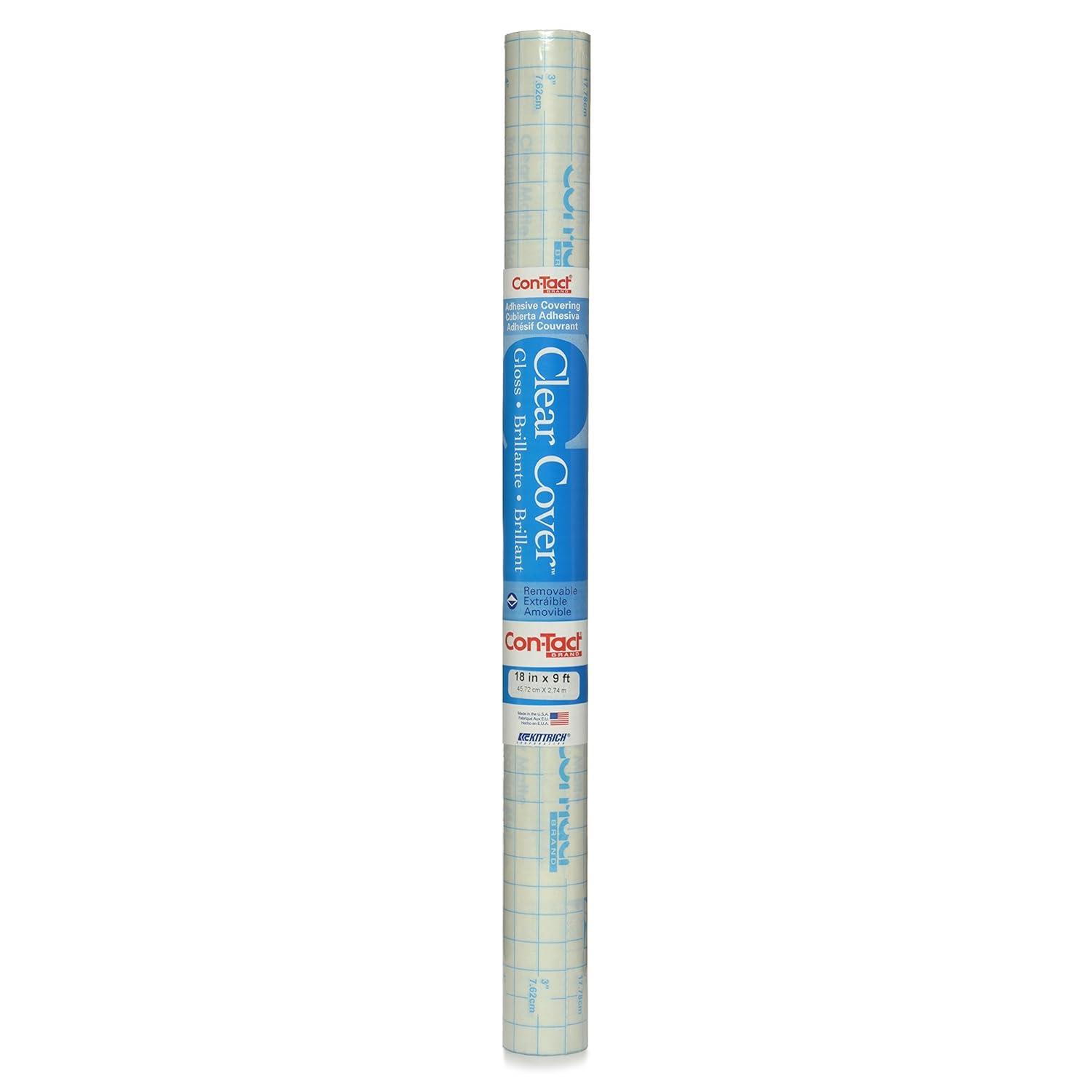 Con-Tact Brand Contact paper Adhesive Shelf Liner 18 in x 9 ft, Clear Glossy