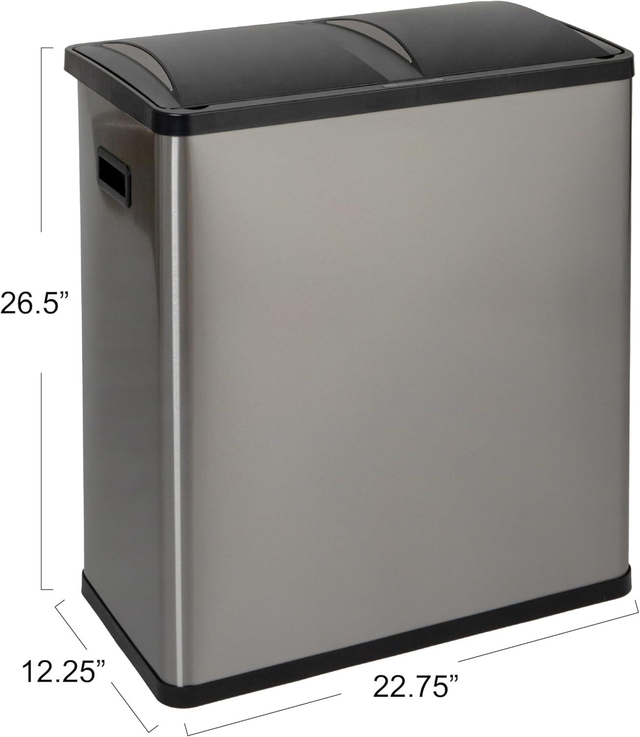 Household Essentials Steel Motion Sensor Multi-Compartment Trash/Recycling Bins - 8 Gallons