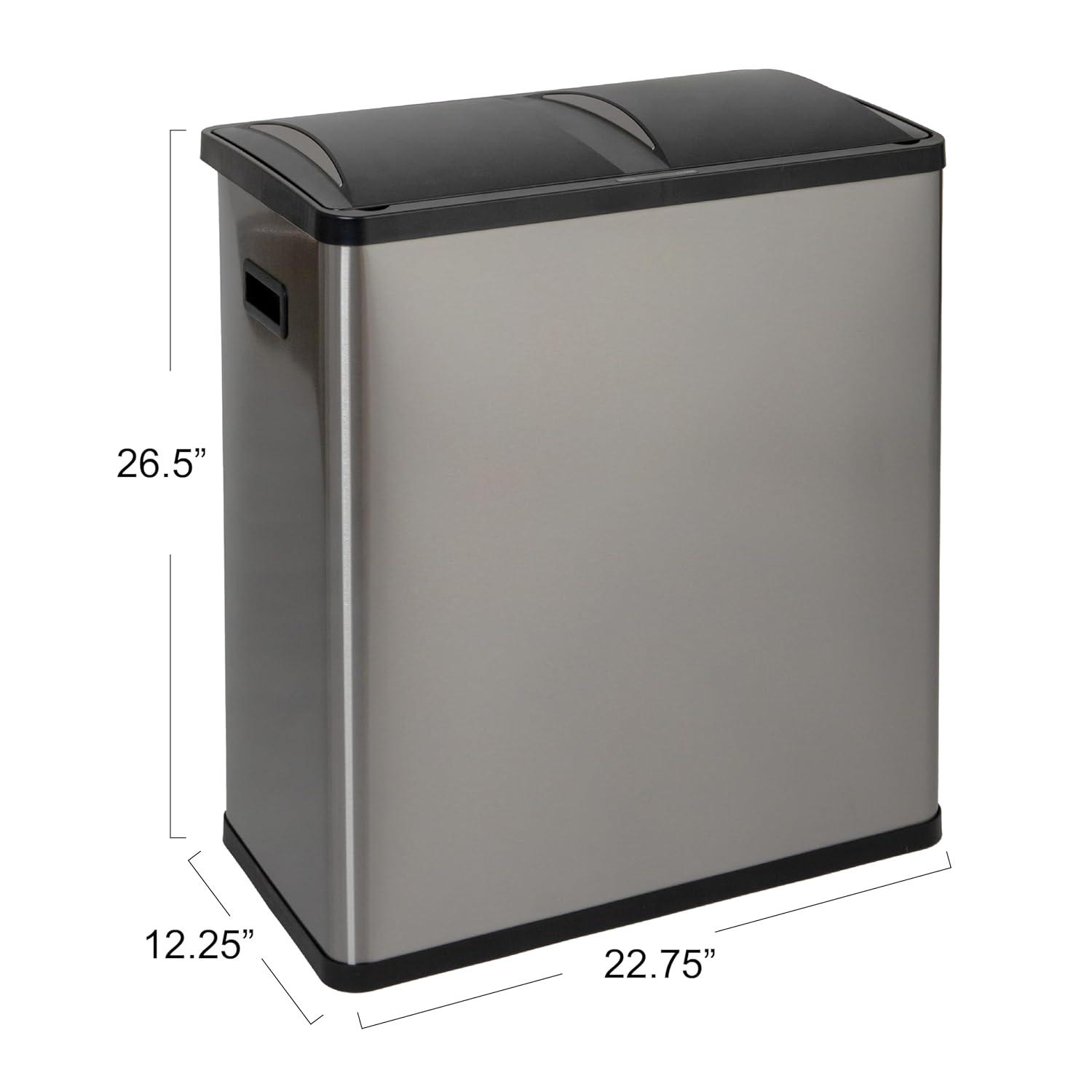 Household Essentials Steel Motion Sensor Multi-Compartment Trash/Recycling Bins - 8 Gallons