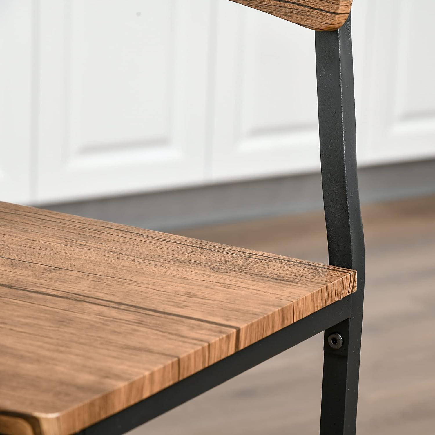 17 Stories 3 Piece Square Industrial Small Dining Table Set, Bar Table and Chairs Set, Rustic Brown and Black