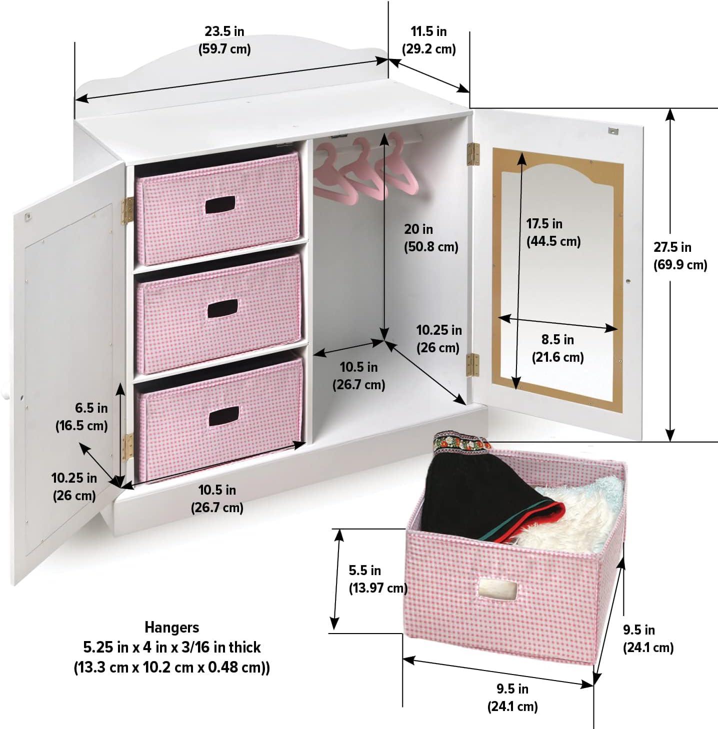Badger Basket Mirrored Doll Armoire with Baskets
