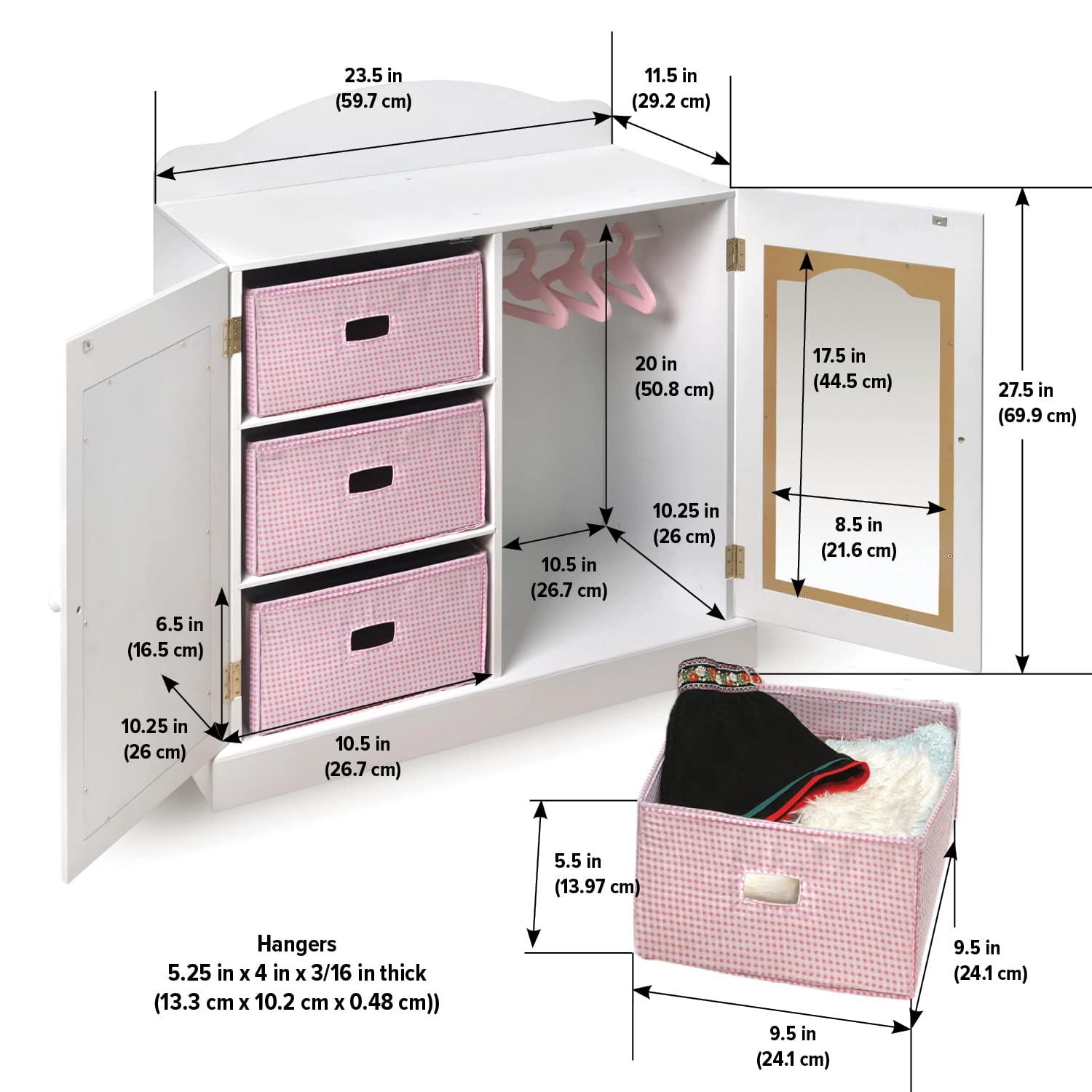 Badger Basket Mirrored Doll Armoire with Baskets