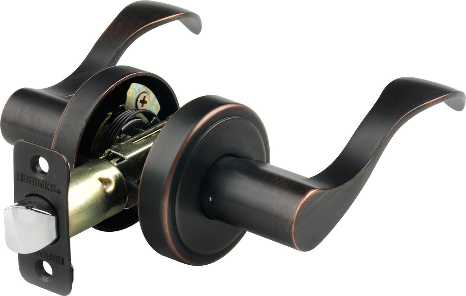 Brink's Interior Non-Locking Passage Door Lever, Wave, Tuscan Bronze Finish