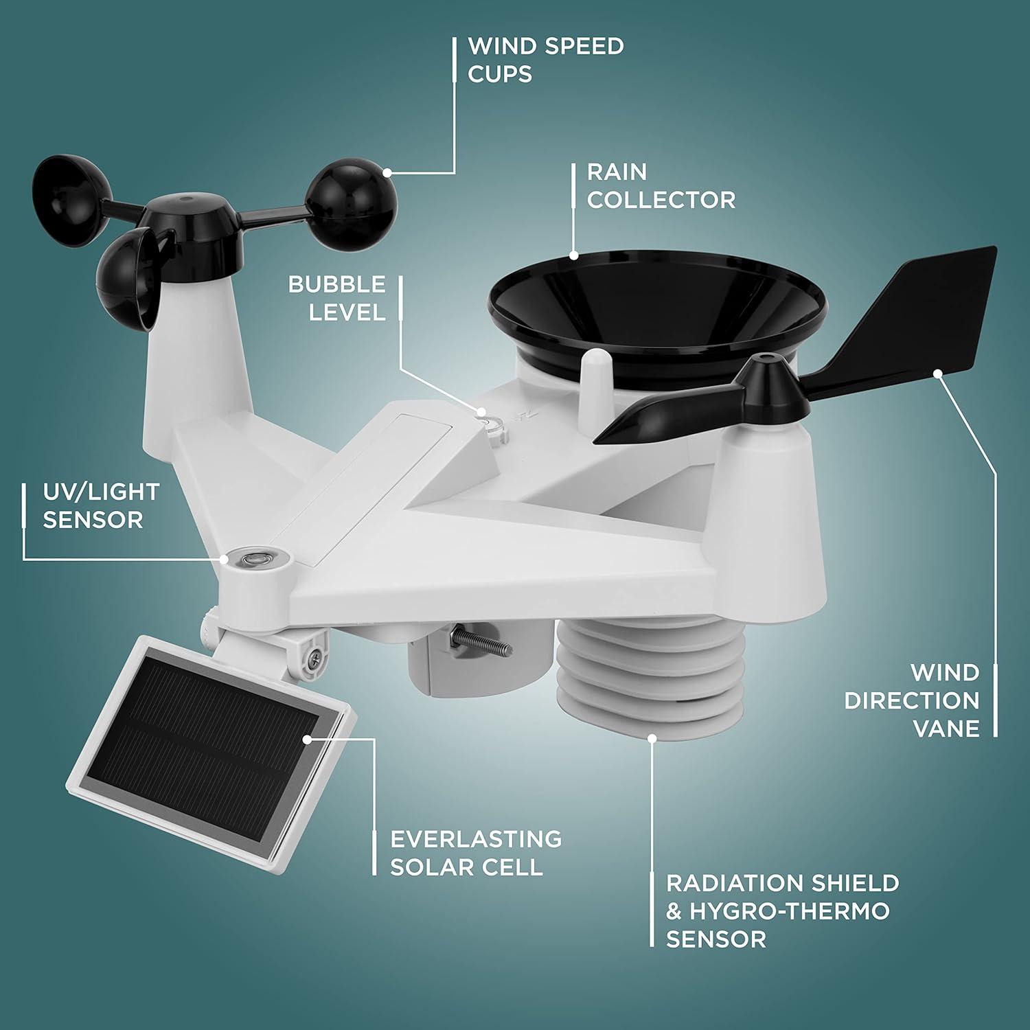 Logia 7-in-1 Wireless Weather Station with 6-Day Forecast, Wi-Fi, Solar Cell & Large 10" Color Display | Measures Wind Speed/Direction, Rainfall, UV Index, Light Intensity, Temperature & Humidity