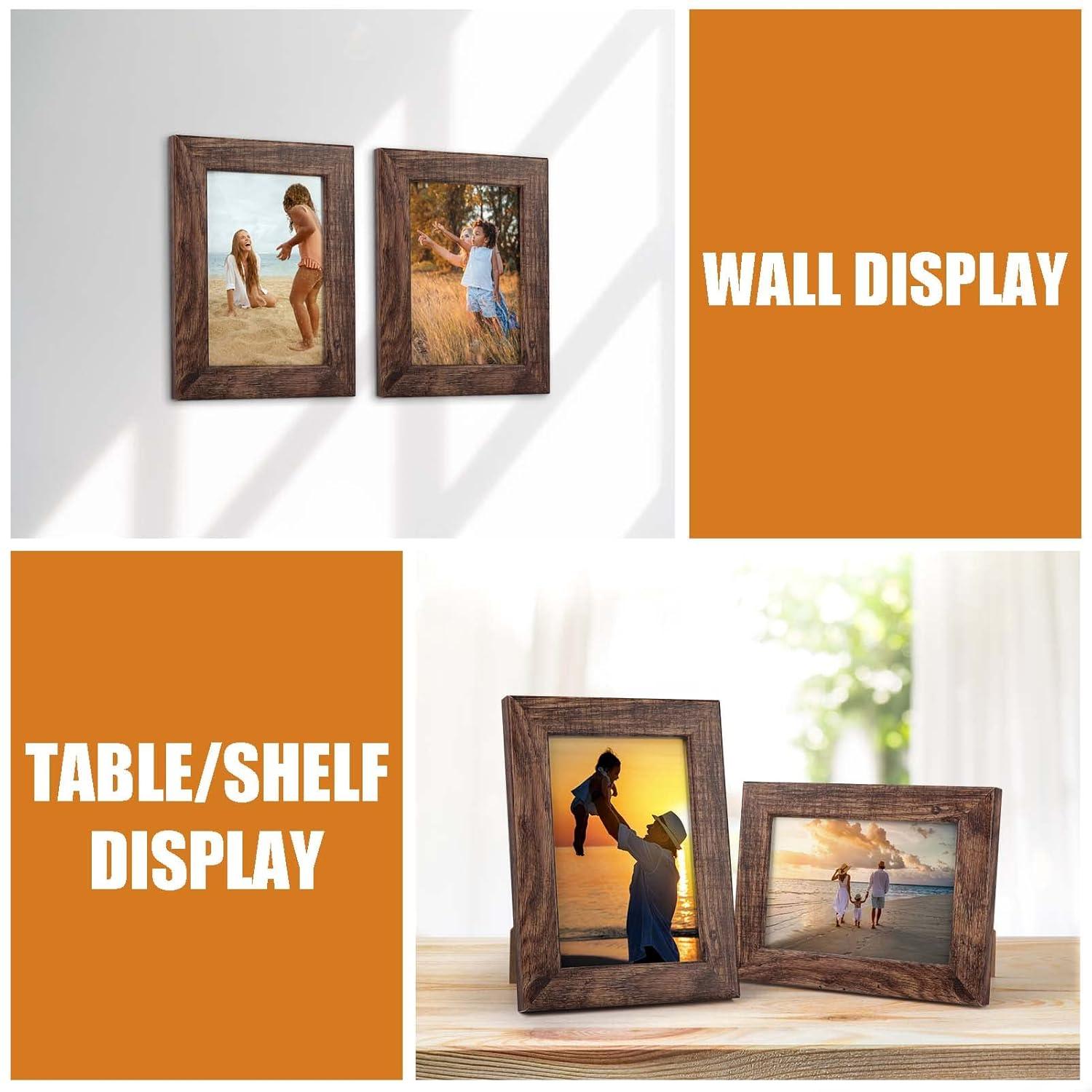 4x6 Picture Frame Set of 7, Rustic Photo Frame for Wall or Tabletop, Brown