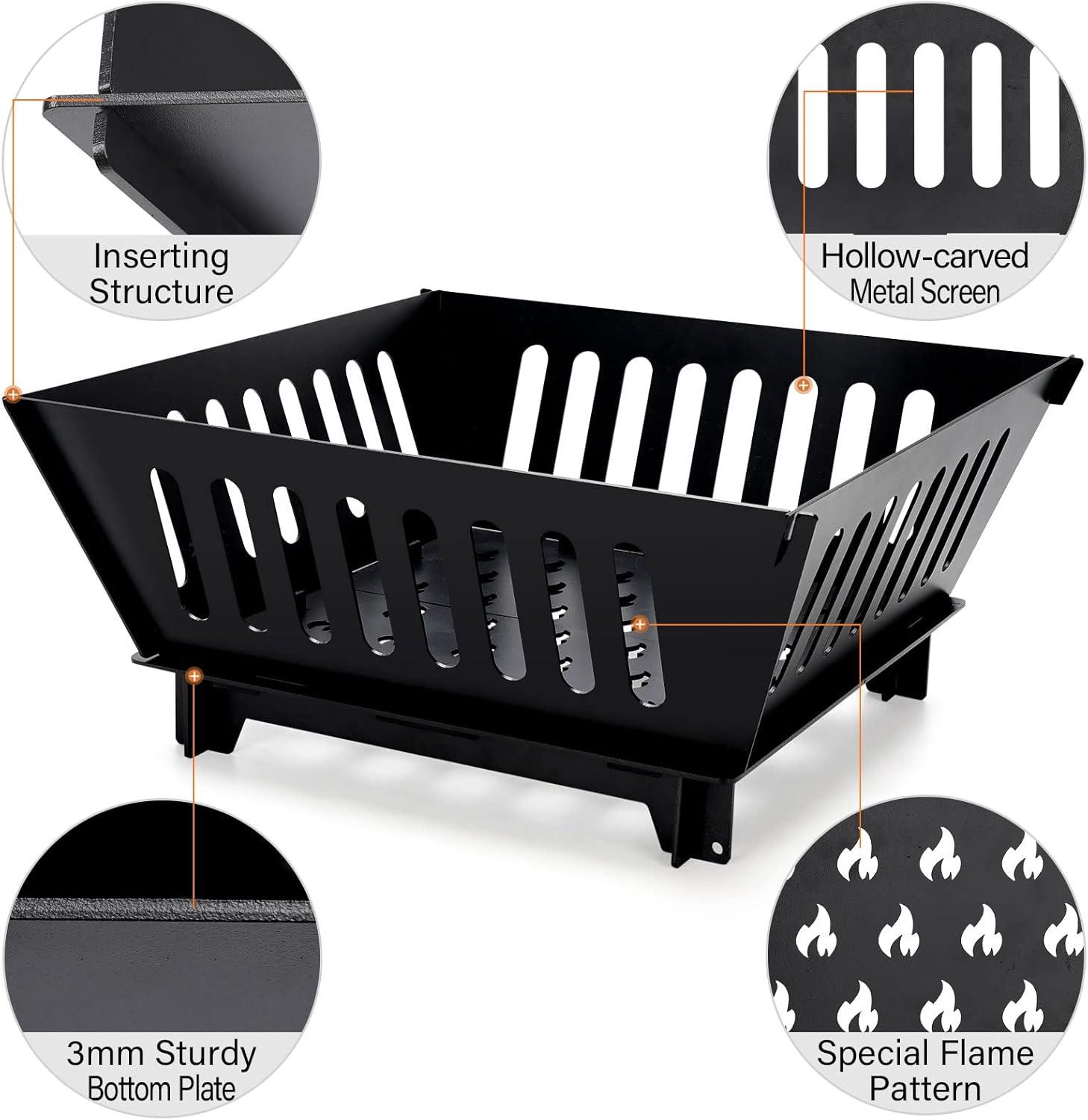 Portable Plug Fire Pit, 15.8 Inch Collapsible Firepits for Outside Wood Burning, Folding Outdoor Indoor Accessories for BBQ Camping Travel or Picnic, Foldable Fire Pits Bonfire of Backyard Patio