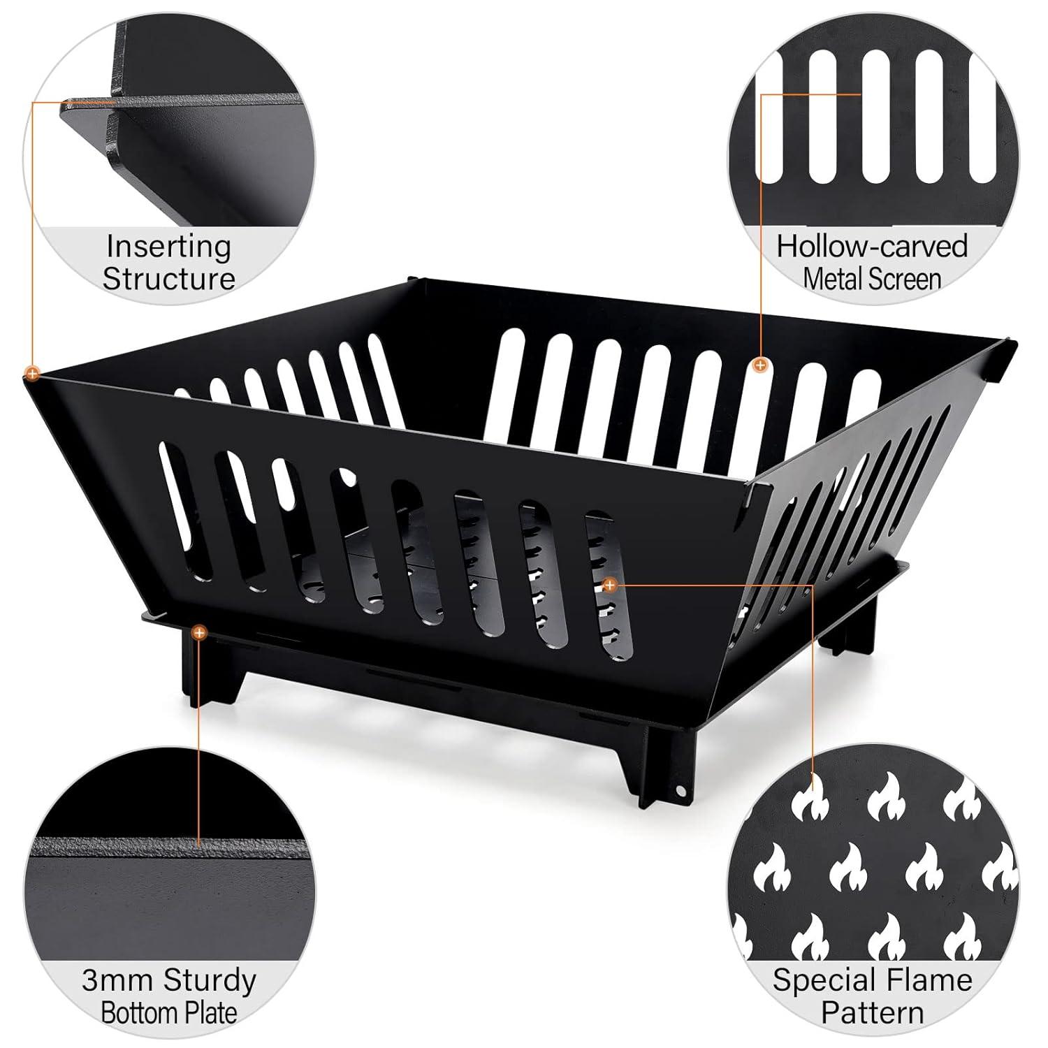 Portable Plug Fire Pit, 15.8 Inch Collapsible Firepits for Outside Wood Burning, Folding Outdoor Indoor Accessories for BBQ Camping Travel or Picnic, Foldable Fire Pits Bonfire of Backyard Patio