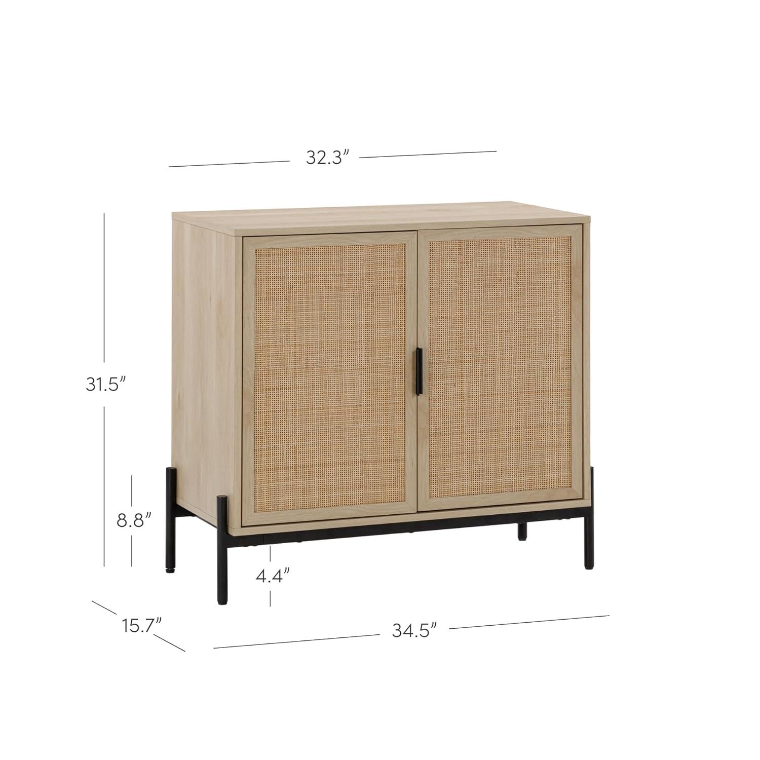 Nathan James Set of 2 Andrew Rattan Storage Cabinet Light Oak