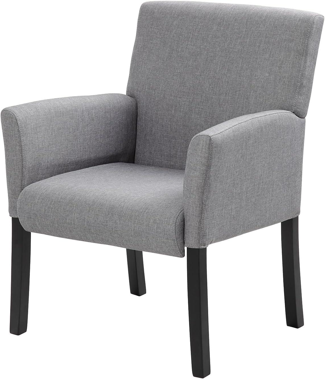 Box Arm Linen Guest Chair Gray - Boss Office Products: Ergonomic, Commercial Grade, Black Wood Legs, 275lb Capacity