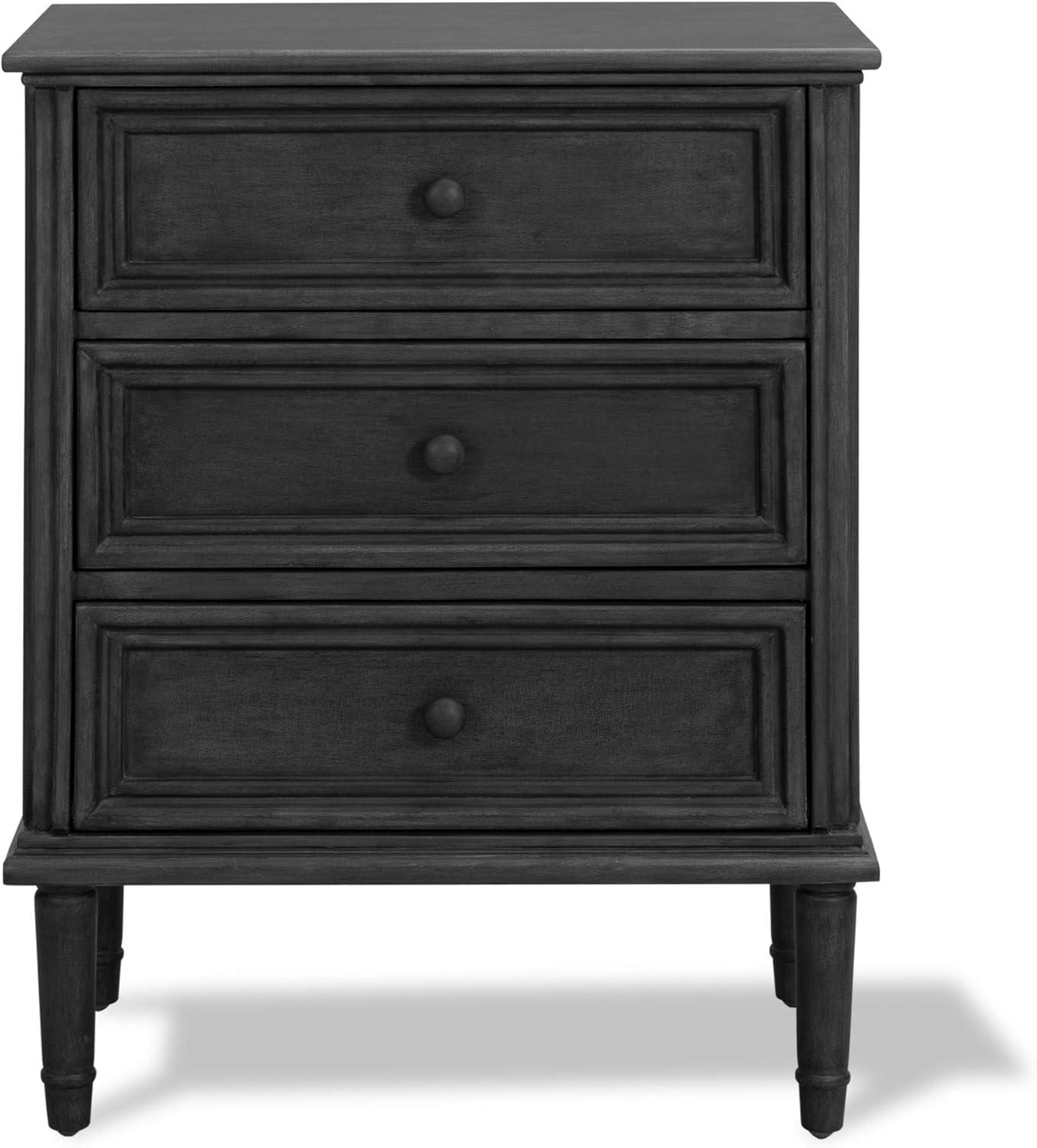 Traditional Dark Gray 3-Drawer Office Storage Cabinet with Bronze Hardware