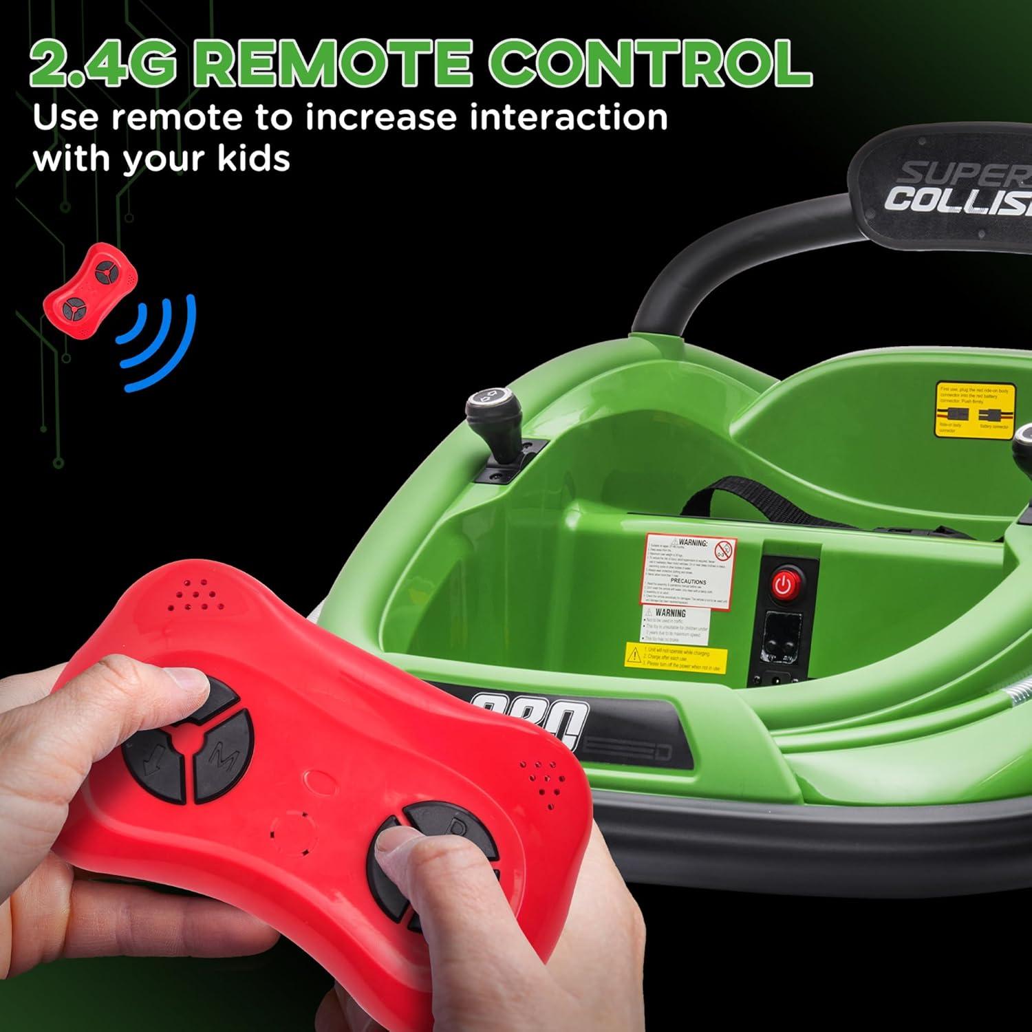 Green 12V Electric Kids Bumper Car with Remote Control