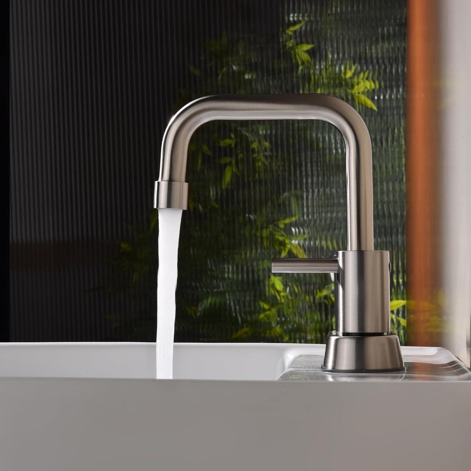 Matte Black 8 inch Widespread Bathroom Sink Faucet Vanity Lavatory Faucet for 3 Holes with Pop up Drain and 360 Degree Swivel Brass Spout