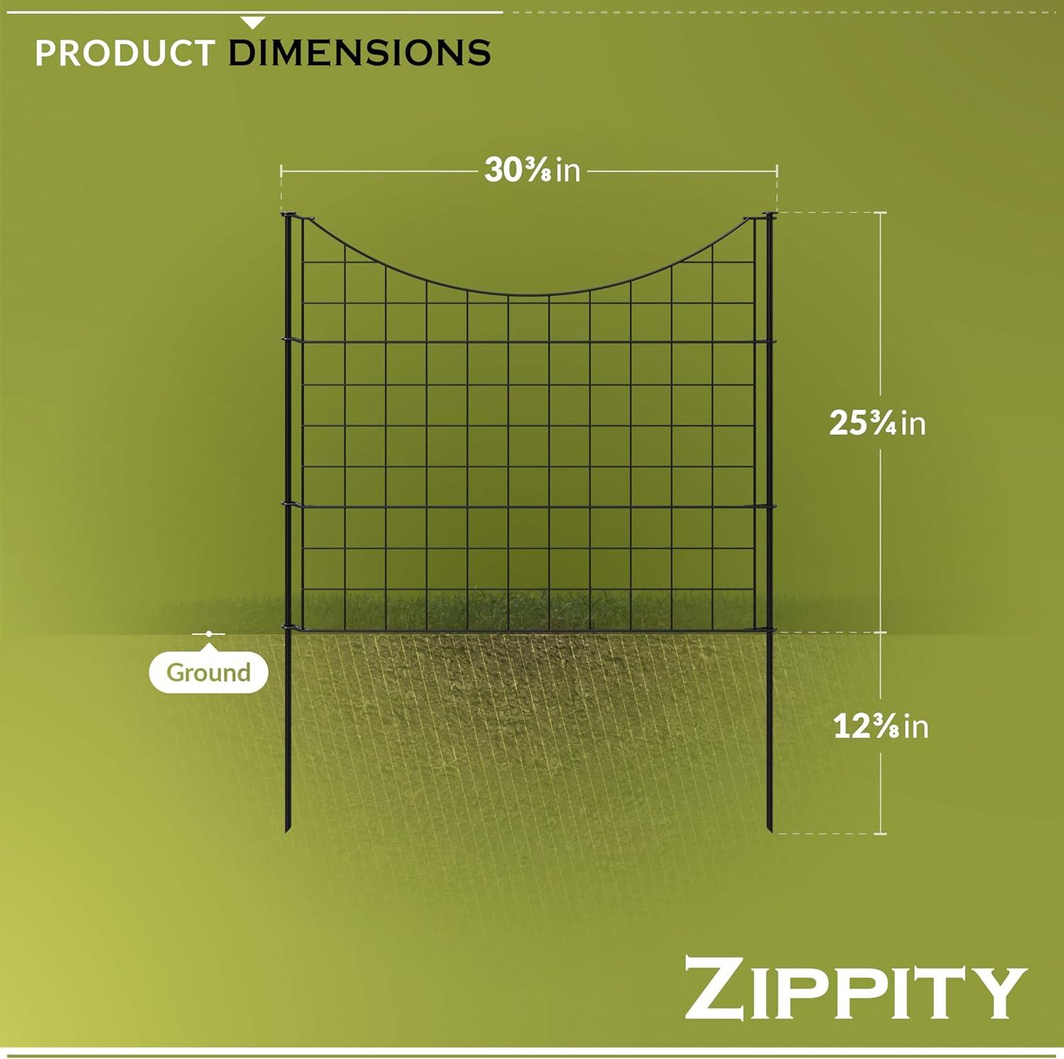 25in H (5 Fence Panels) No Dig Easy Install Zippity Black Metal Fence, Decorative Fence Ideal for Garden Fencing For Dogs, Temporary Fence or Garden Fence Animal Barrier, WF29001