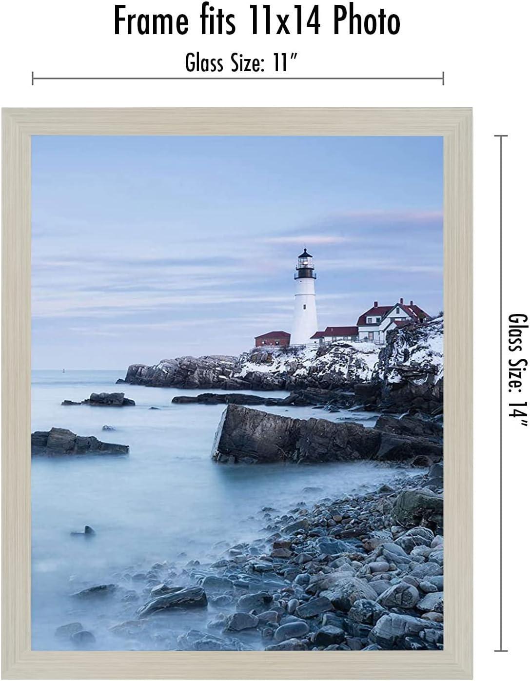 Americanflat 11x14 Floating Frame in Light WOOD with Polished Glass and Hanging Hardware Included - Also Use 8x10 or 5x7 Photos for Floating Effect