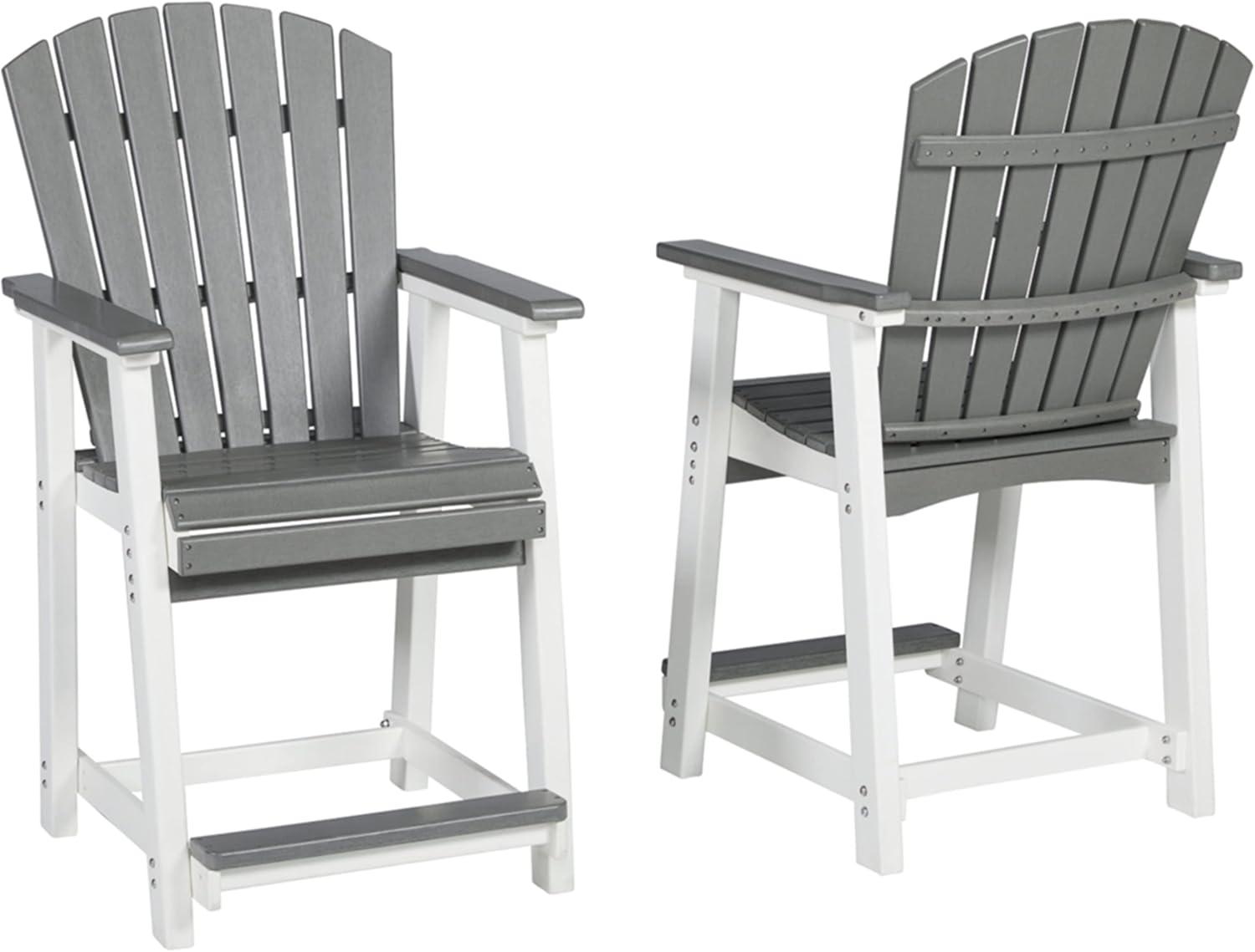 Signature Design by Ashley Casual Transville Outdoor Counter Height Bar Stool (Set of 2)  Gray/White