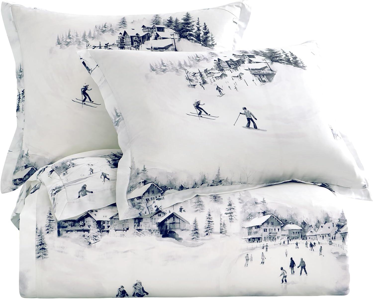 White Queen Ski Toile Comforter Set with Polyfill