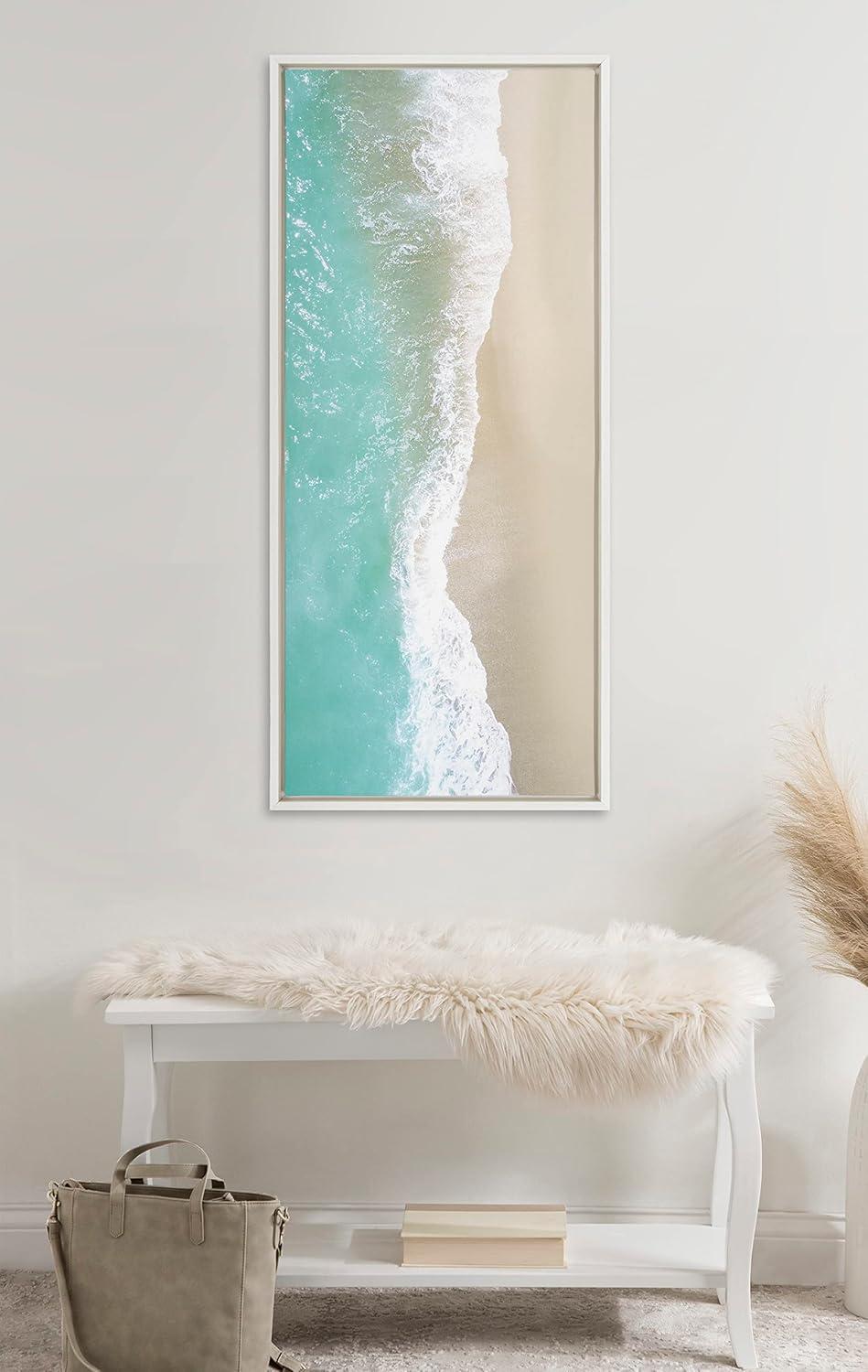 Kate and Laurel Sylvie Ocean Beach Fantasy Framed Canvas by The Creative Bunch Studio, 18x40, White