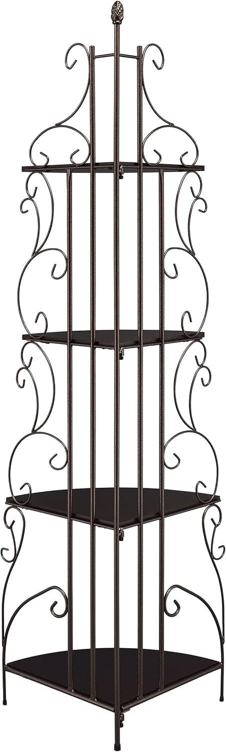 Coaster 4 Shelves Traditional Metal Corner Bookcase in Copper