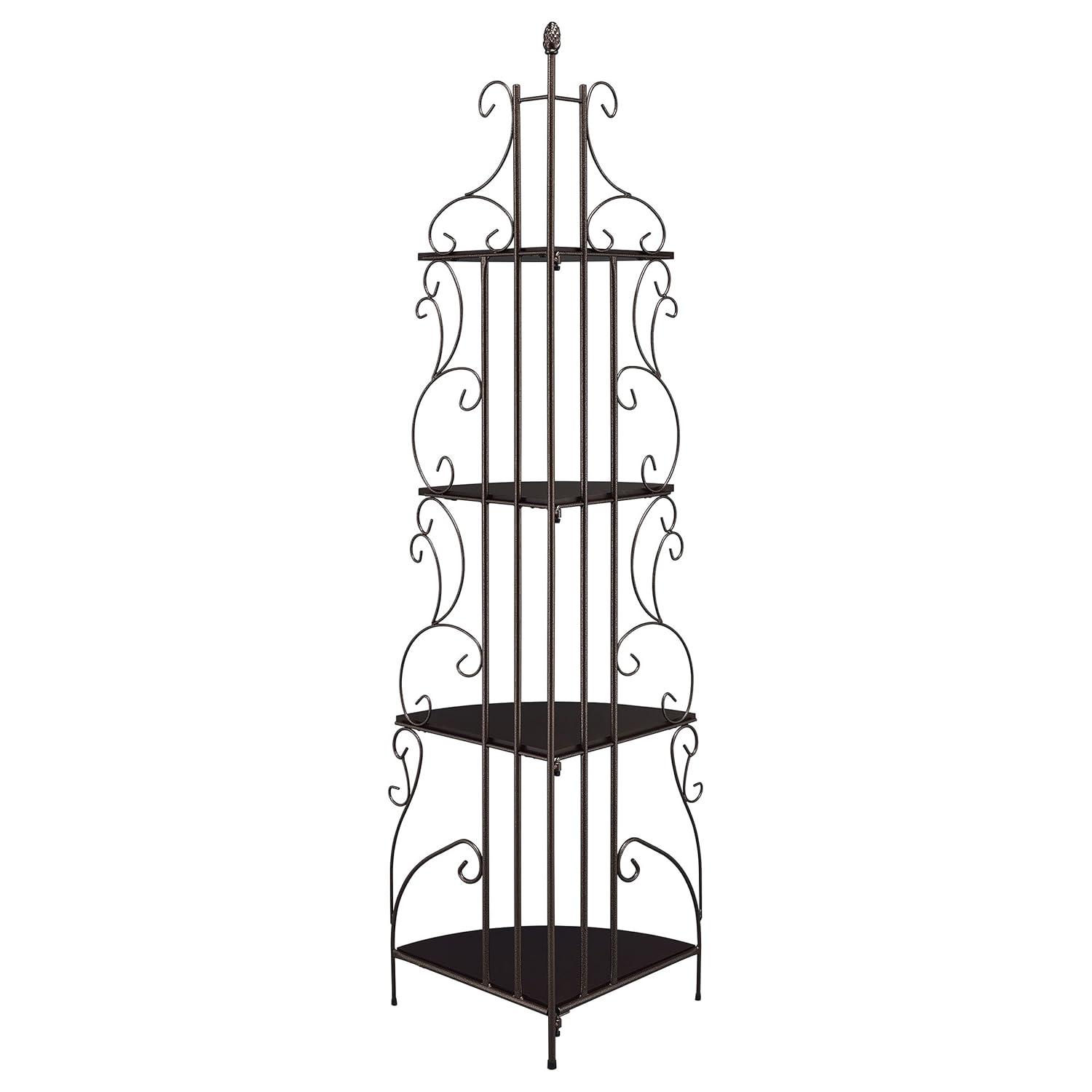 Coaster 4 Shelves Traditional Metal Corner Bookcase in Copper