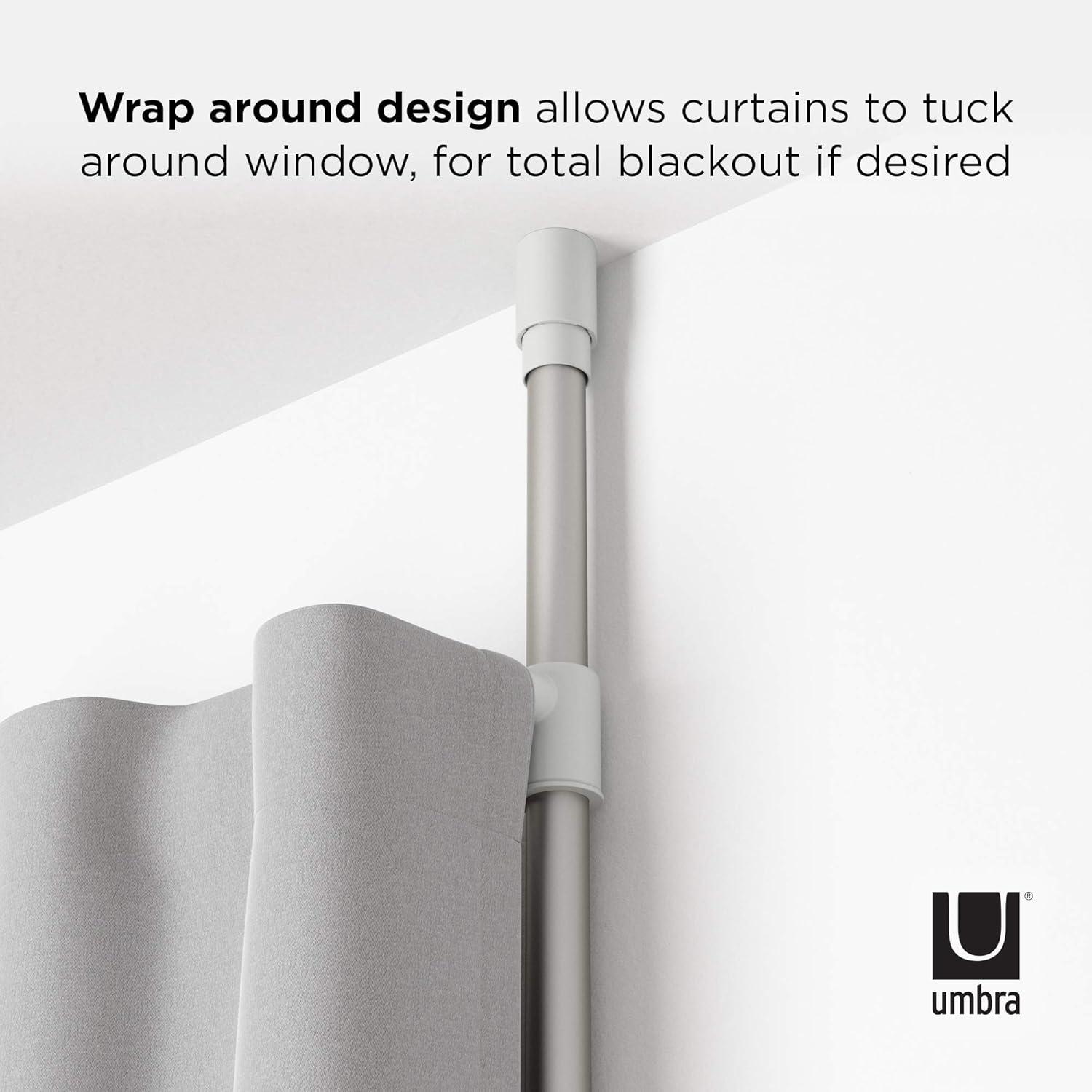36"-66" Umbra Anywhere Curtain Rod Nickel Finish: Adjustable Tension Rod, Metal, Smooth Surface, Silver