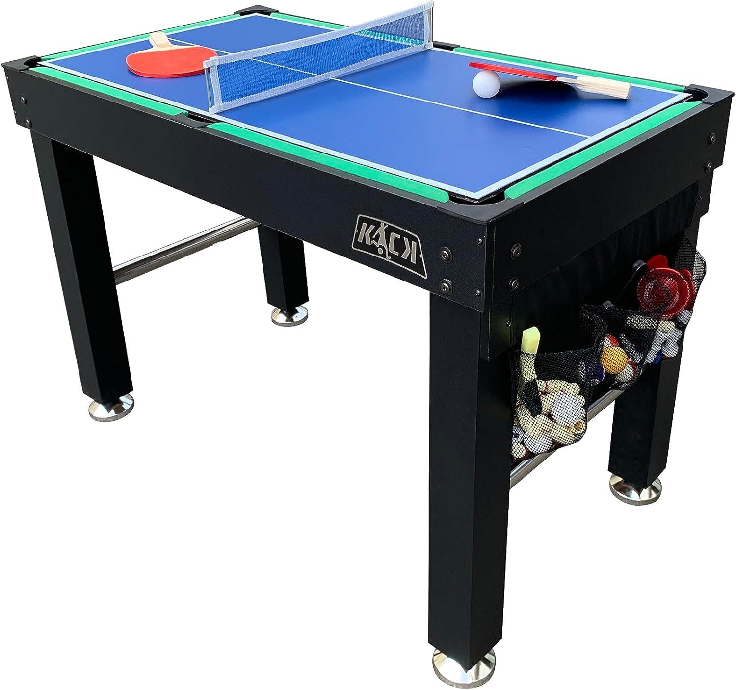 KICK Defender 48″ 10-in-1 Multi-Game Table (Black) - Combo Game Table Set - Foosball, Billiards, Glide Hockey, Ice Hockey, Table Tennis, Chess, Backgammon, Draughts, Bowling, Shuffleboard for Family