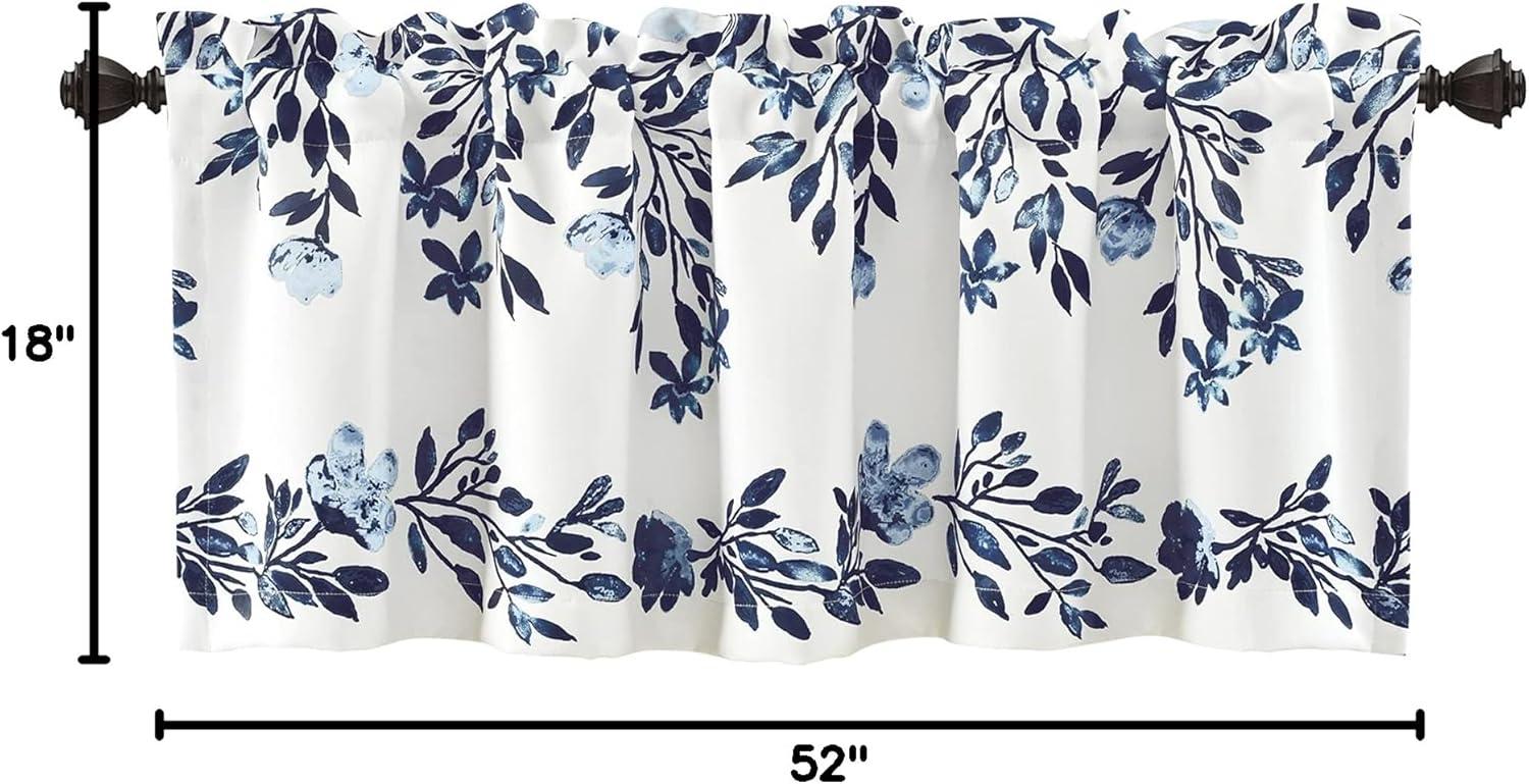 Tanisha Navy and White Floral Light Filtering Valance