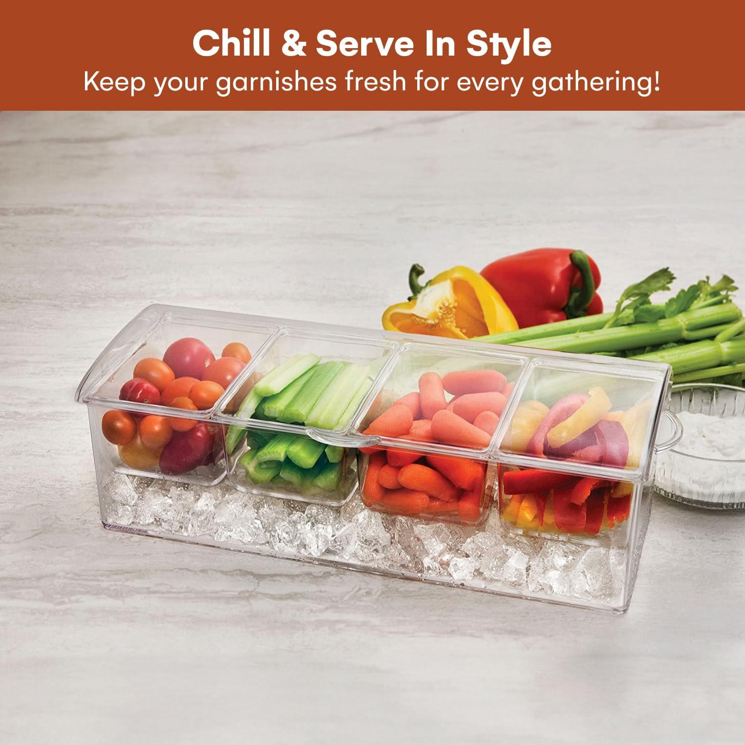 Estilo 4 Section Condiment on Ice, Clear, 16 oz cups each Tray