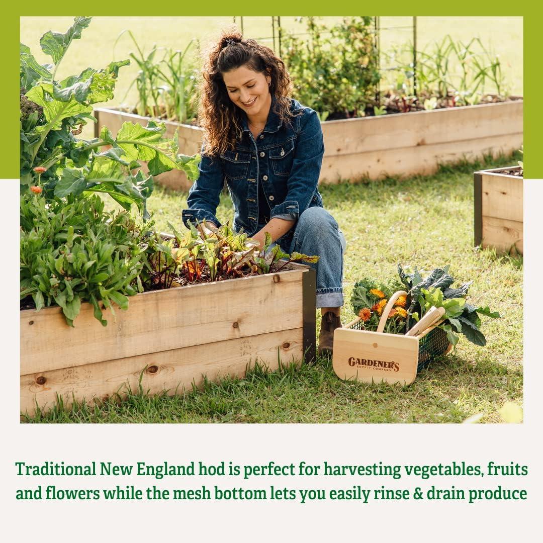 Gardeners Supply Company Garden Hod Harvest Basket | Versatile Gardening Fruits & Vegetables Gathering Basket | Natural Smooth Pine - Maple Frame &