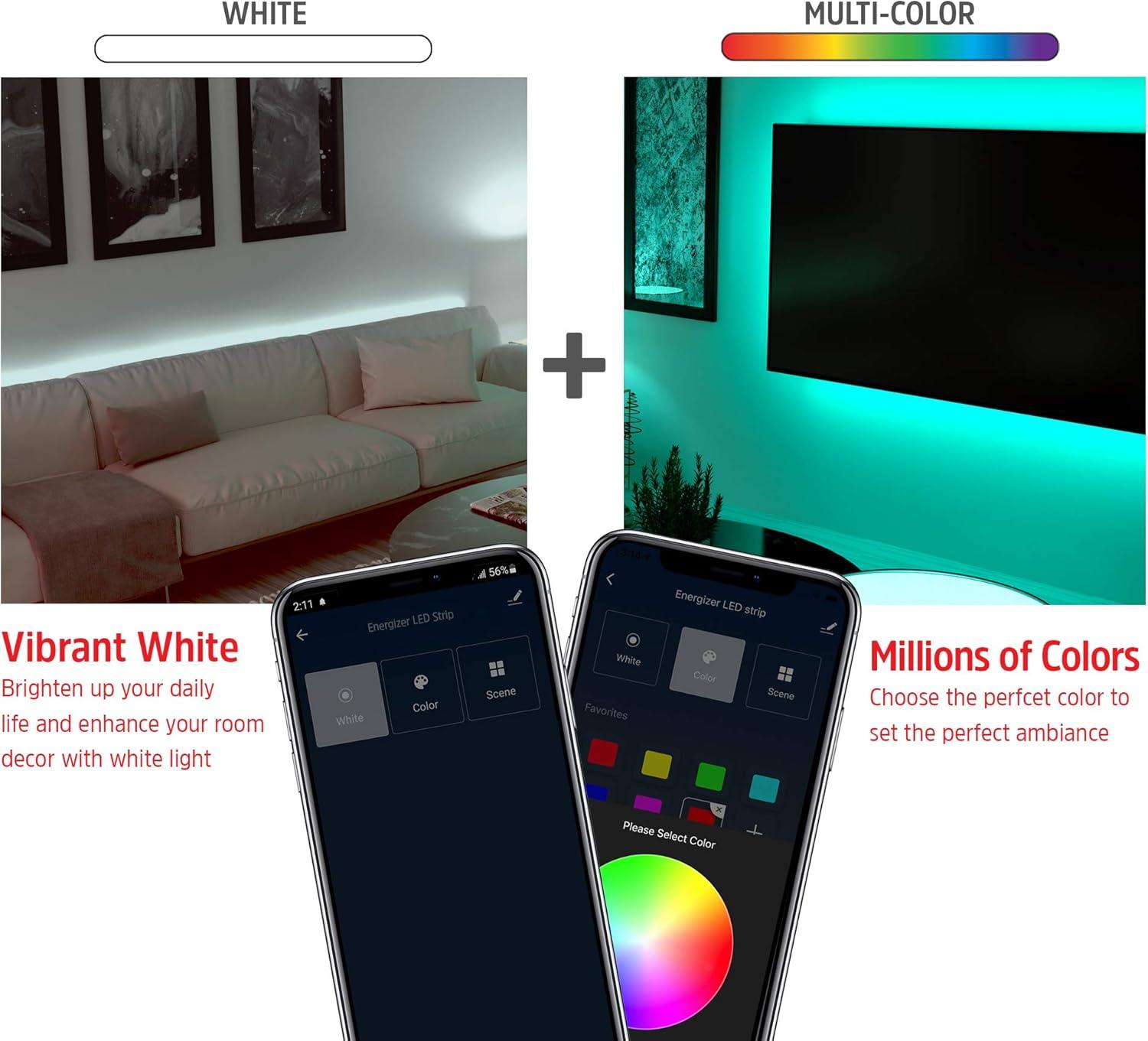 Energizer® Smart Wi-Fi Multicolor And Single-White LED Light Strip