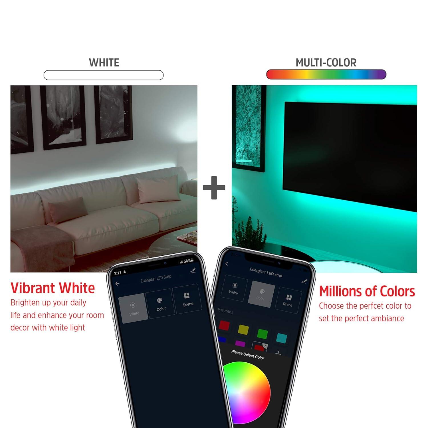 Energizer® Smart Wi-Fi Multicolor And Single-White LED Light Strip