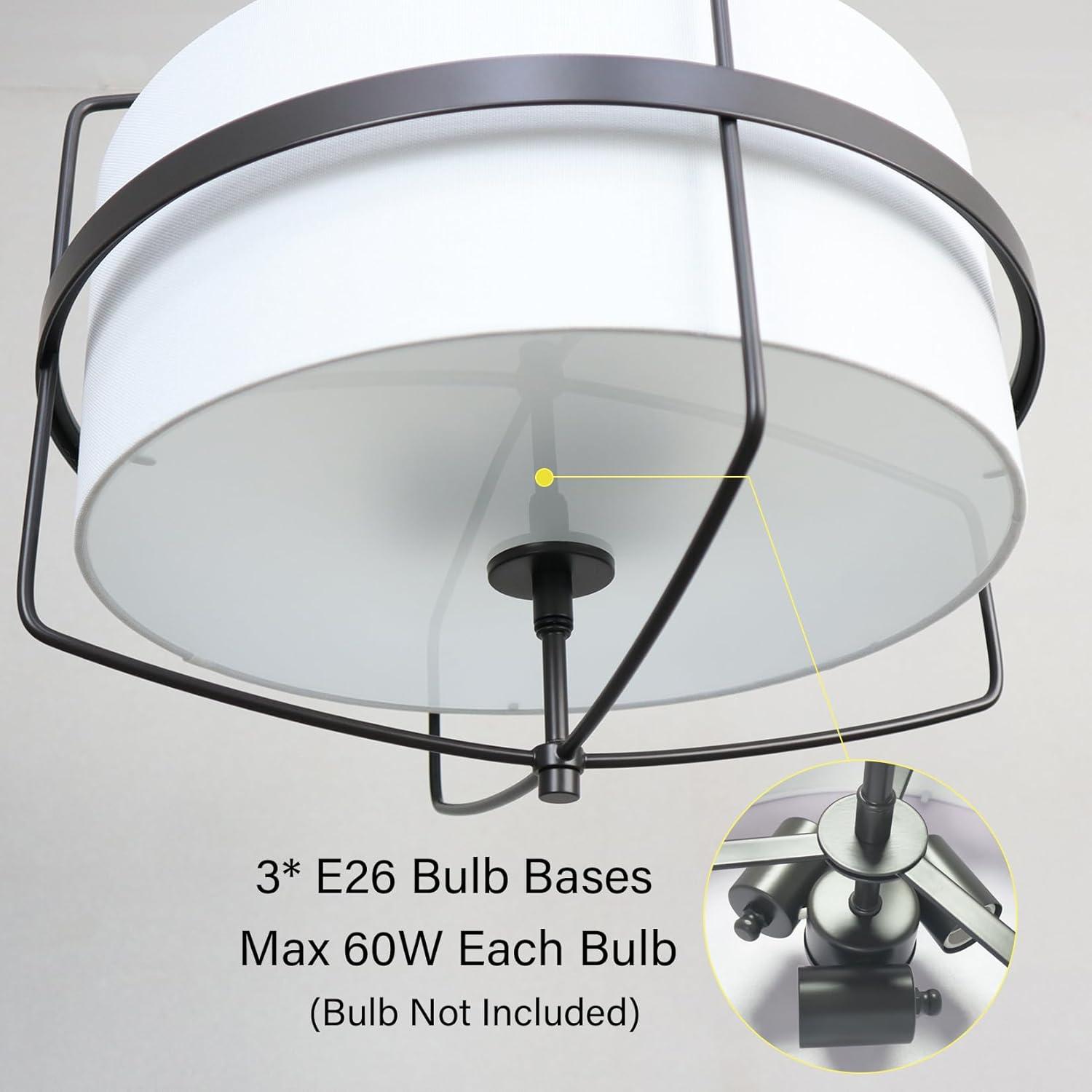 Modern Farmhouse Drum Chandelier for Dining Room ORB Finish Pendant Light