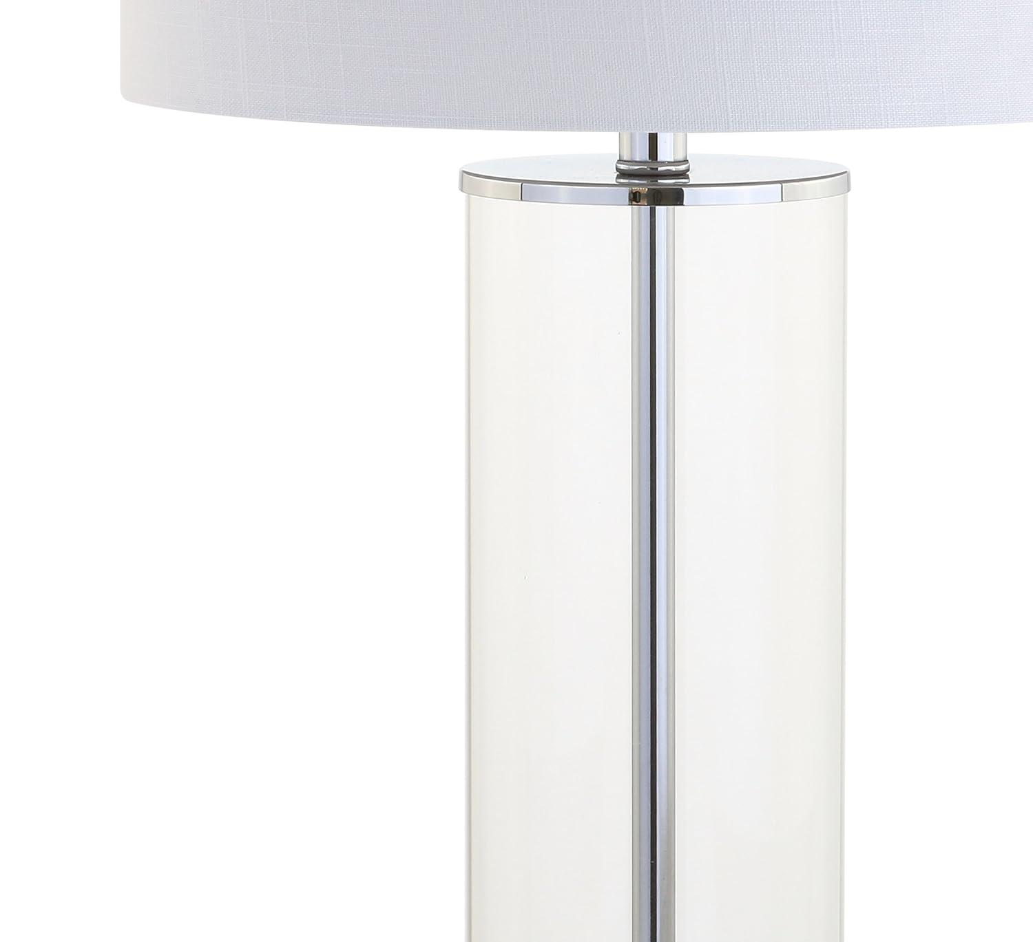 JONATHAN Y JYL2004A Harper 29" Glass LED Table Lamp, Modern, Contemporary, Minimalist for living room, dinning room, bedroom, office Bulb Included, Clear/Chrome
