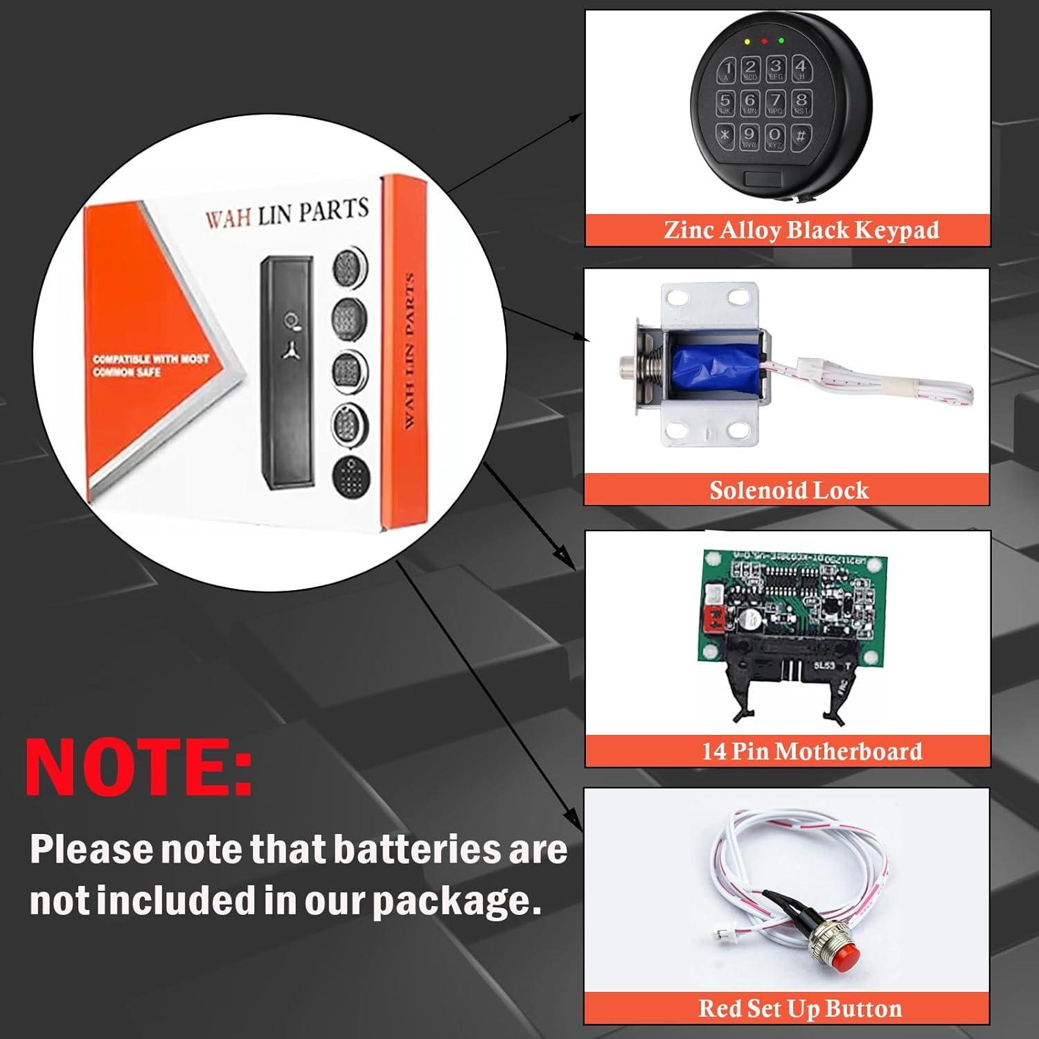 Wah Lin Parts High Security Gun Safe Lock Set, Black Keypad, 2 User Codes