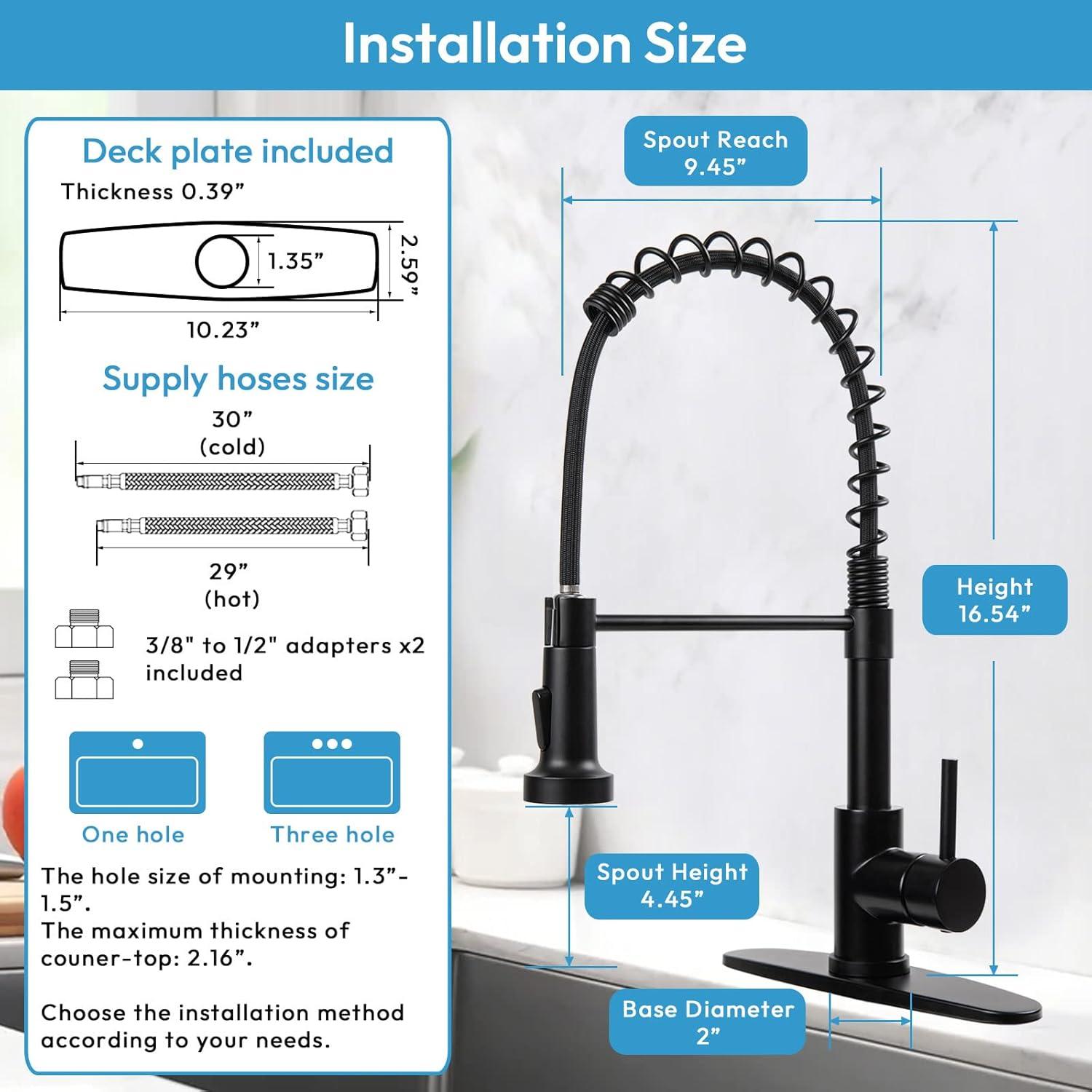 Kitchen Faucet With Pull Down Sprayer, Single Handle Spring Faucet For Sink Farmhouse Rv Laundry Room