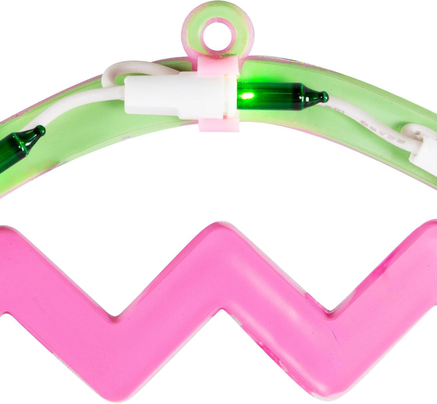 Northlight Lighted Chevron Stripe Easter Egg Window Decoration - 17" - Green and Pink