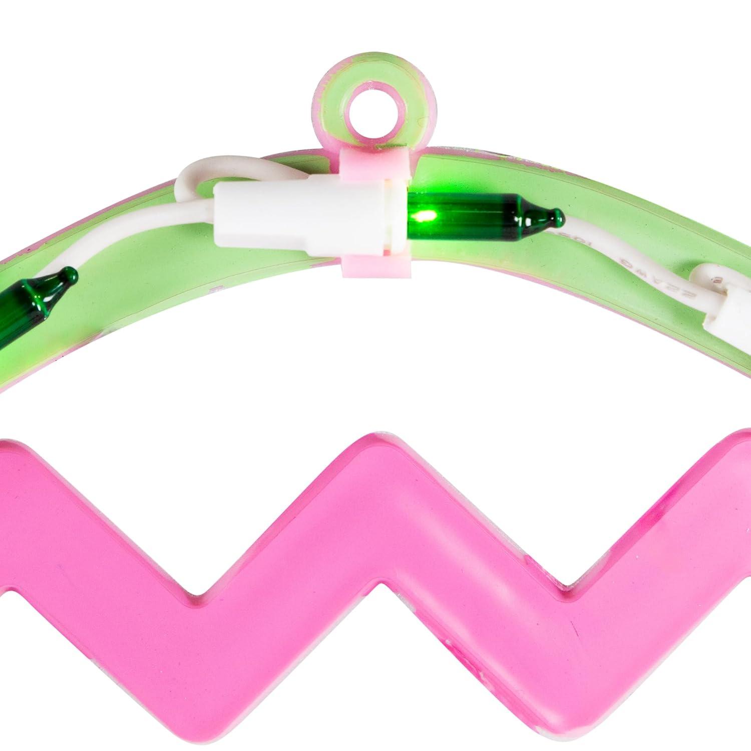 Northlight Lighted Chevron Stripe Easter Egg Window Decoration - 17" - Green and Pink