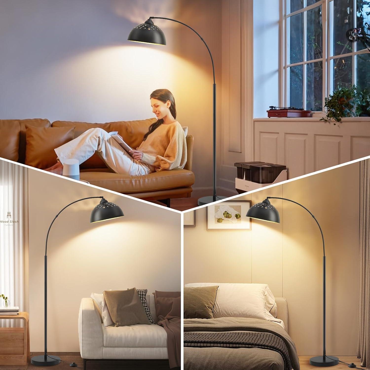Mercer41 Vondal Arc Floor Lamps for Living Room Lighting, Modern Arched Lamp with Foot Switch