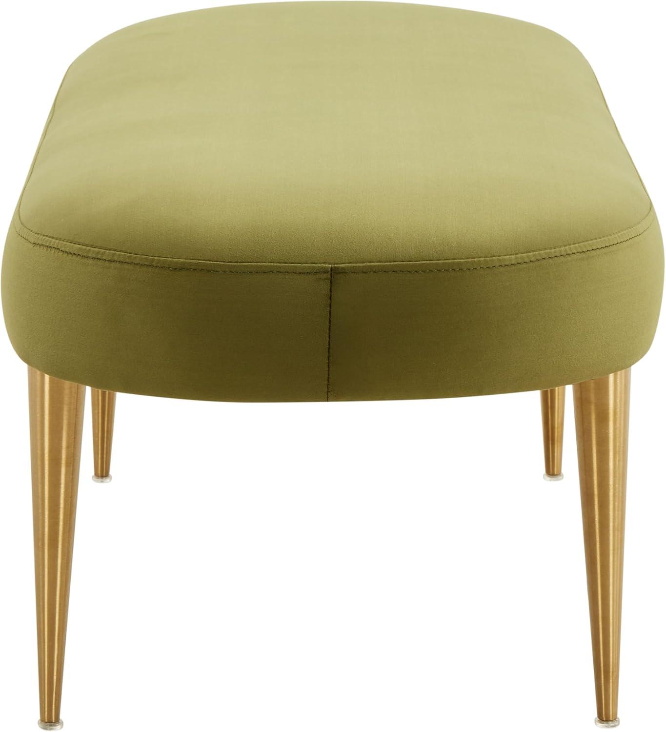 SAFAVIEH Couture Corinne Oval Solid Velvet Contemporary Bench, Olive Green