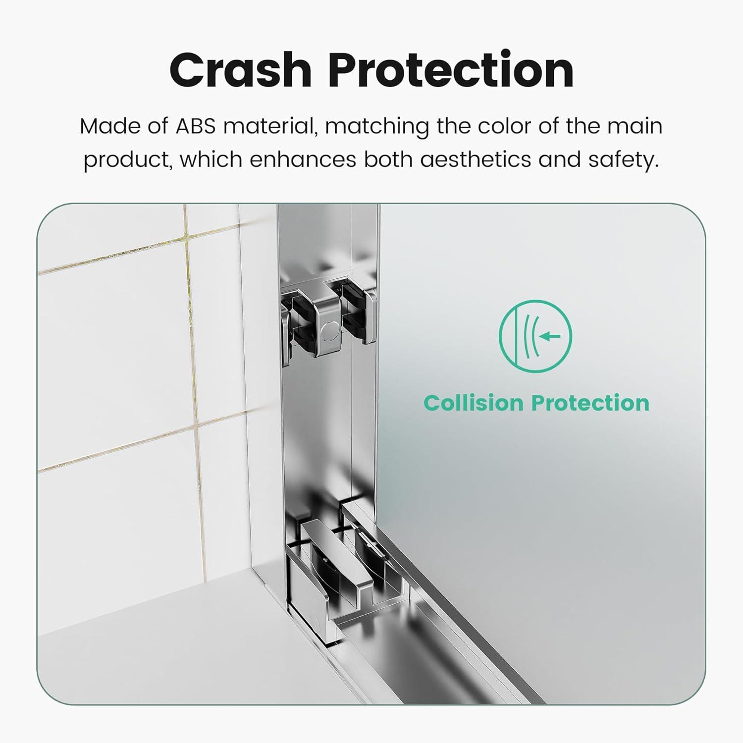 Chrome Semi-Frameless Bathtub Shower Door, 56"-60" W x 58" H Double Sliding Bypass Tub Door, 1/4" (6mm) Thick SGCC Tempered Glass with Explosion-Proof Film