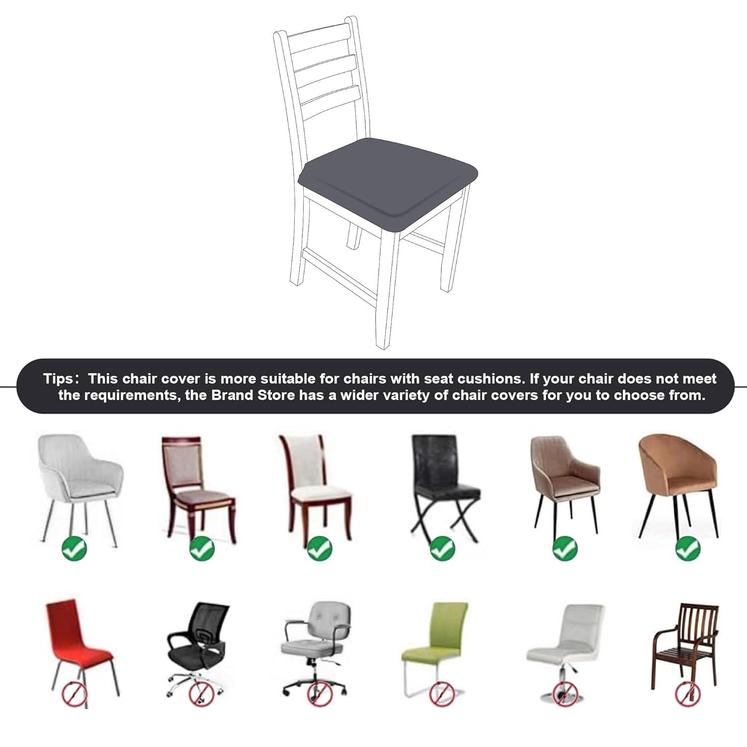 Smiry Dining Chair Seat Covers Stretch Jacquard Chair Slipcover with Ties (Set of 6, Beige)