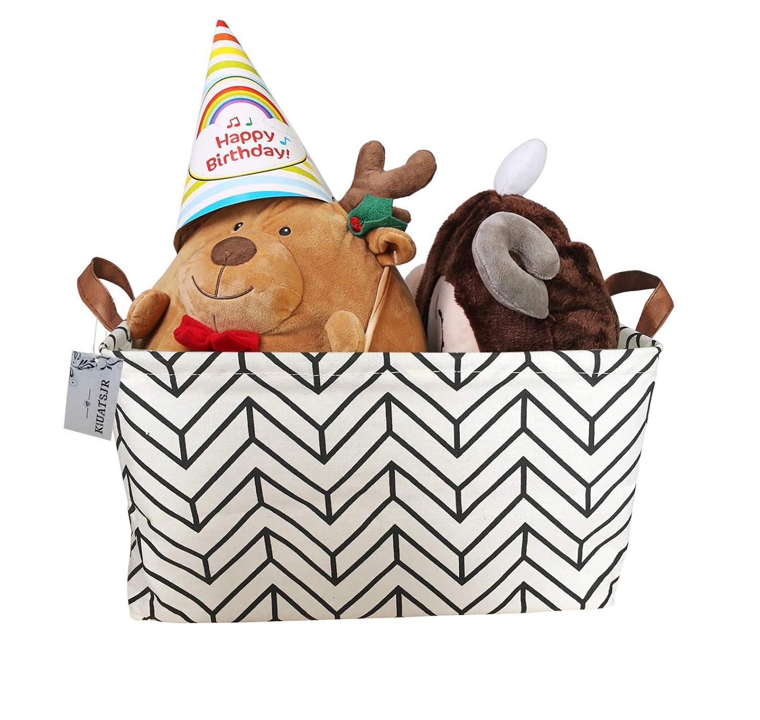 Rectangular Canvas Storage Bins,Waterproof Storage Basket,Collapsible Toy Organizer Bin with Handles for Clothes Storage, Kid's Toy & Book Storage (A Geometric)