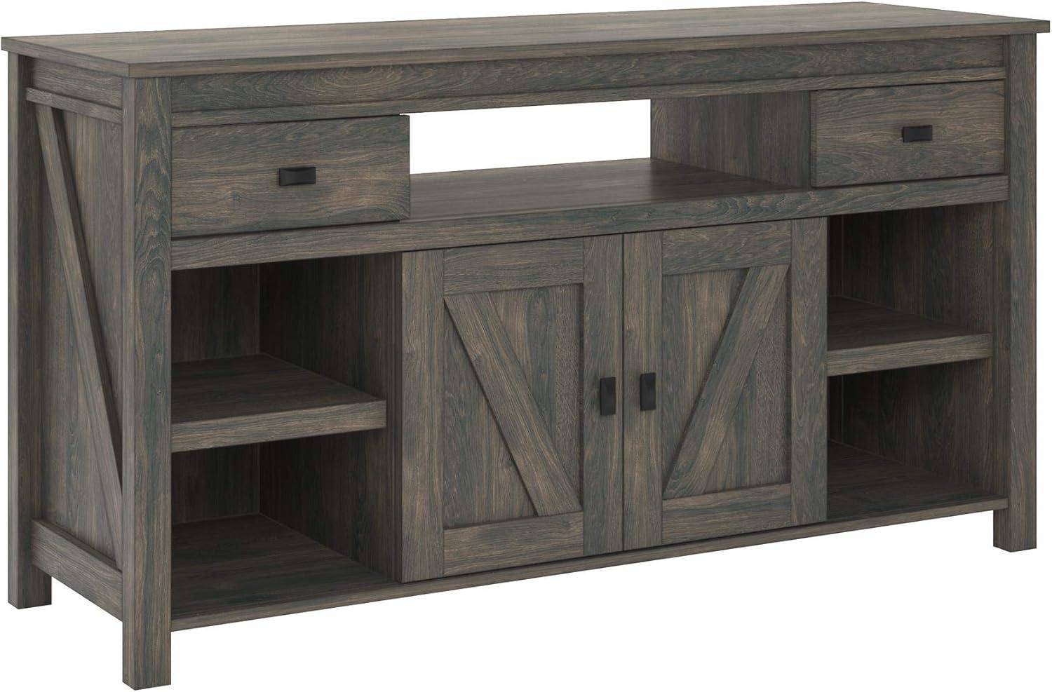 Farmington Gray Weathered Oak TV Stand with Cabinet for 60" TVs