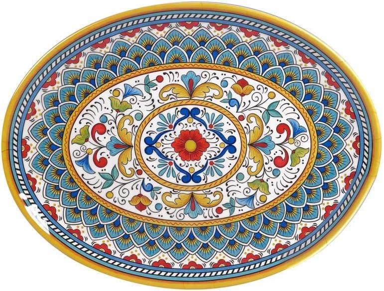 Colorful Melamine Oval Party Platter, 18-inch