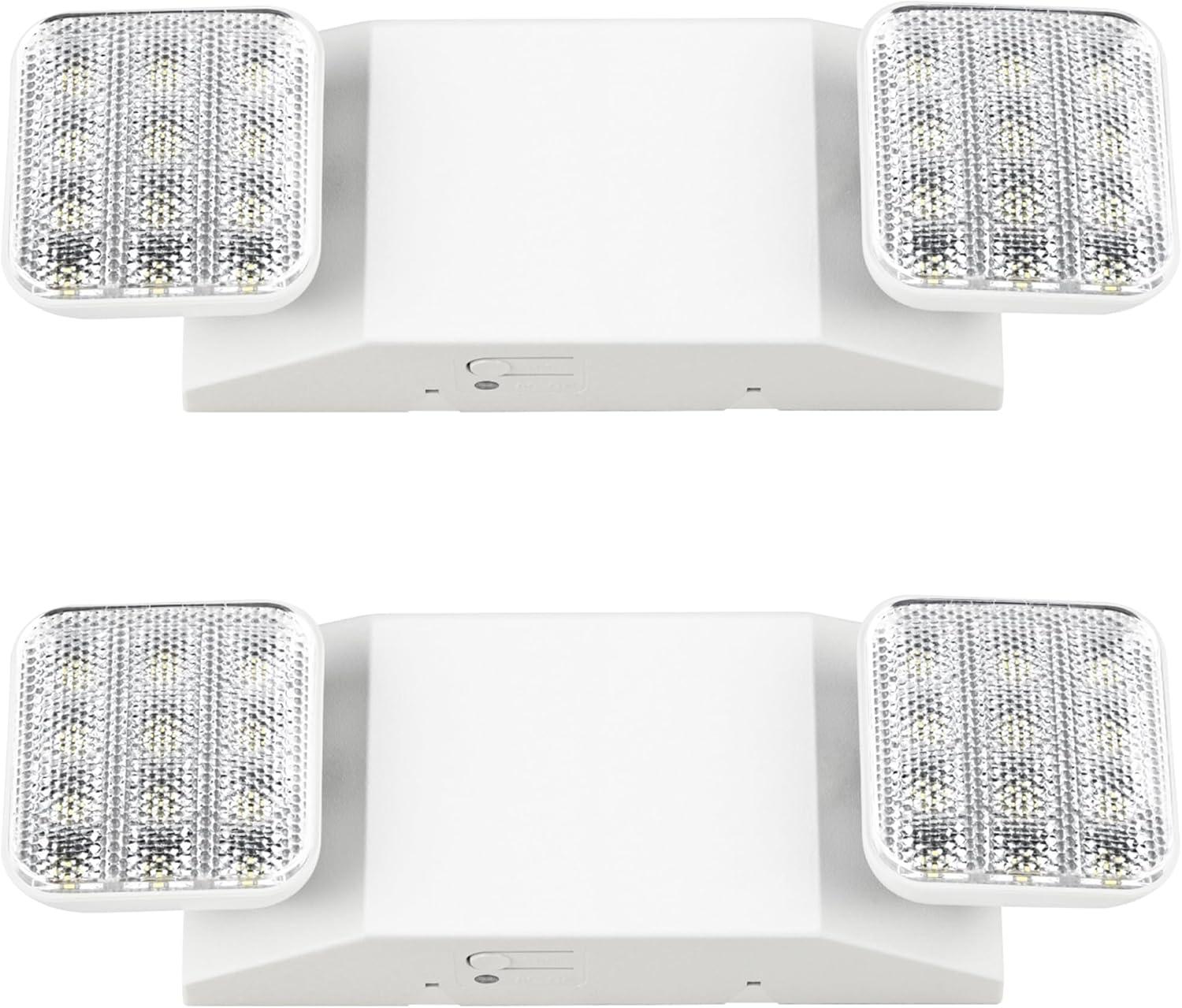 Sunco LED Emergency Lights, Commercial Lighting for Business, Power Outages, Offices, with Backup Battery (90 Minutes), Wall Mount, Hard Wired, 120-277V, Fire Resistant (94V-0) UL 2 Pack.