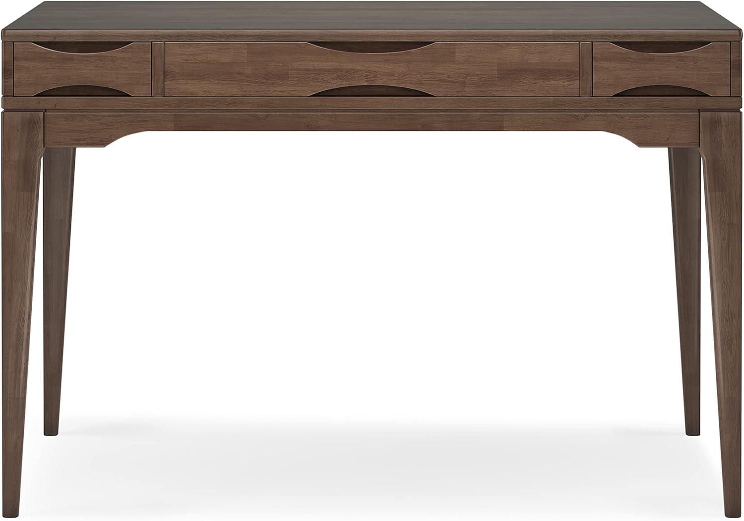 Simpli Home Harper Solid Wood Desk, Contemporary Style with Keyboard Tray and Storage