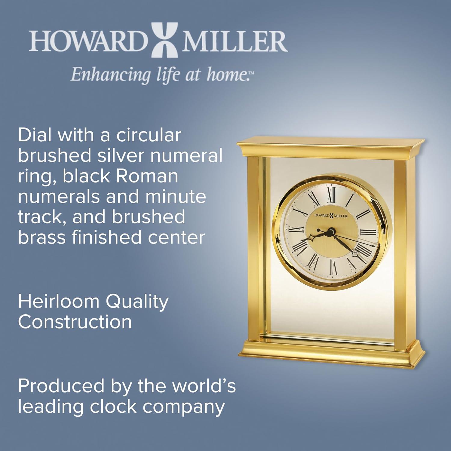 Howard Miller® Monticello Modern & Contemporary Roman Numeral Crystal Quartz Movement / Crystal Tabletop Clock in Polished Brass