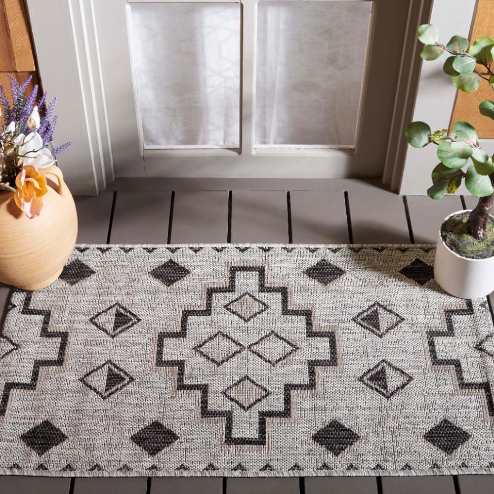 Courtyard CY8533 Power Loomed Indoor/Outdoor Accent Rug - Grey/Black - 2'x3'7" - Safavieh.