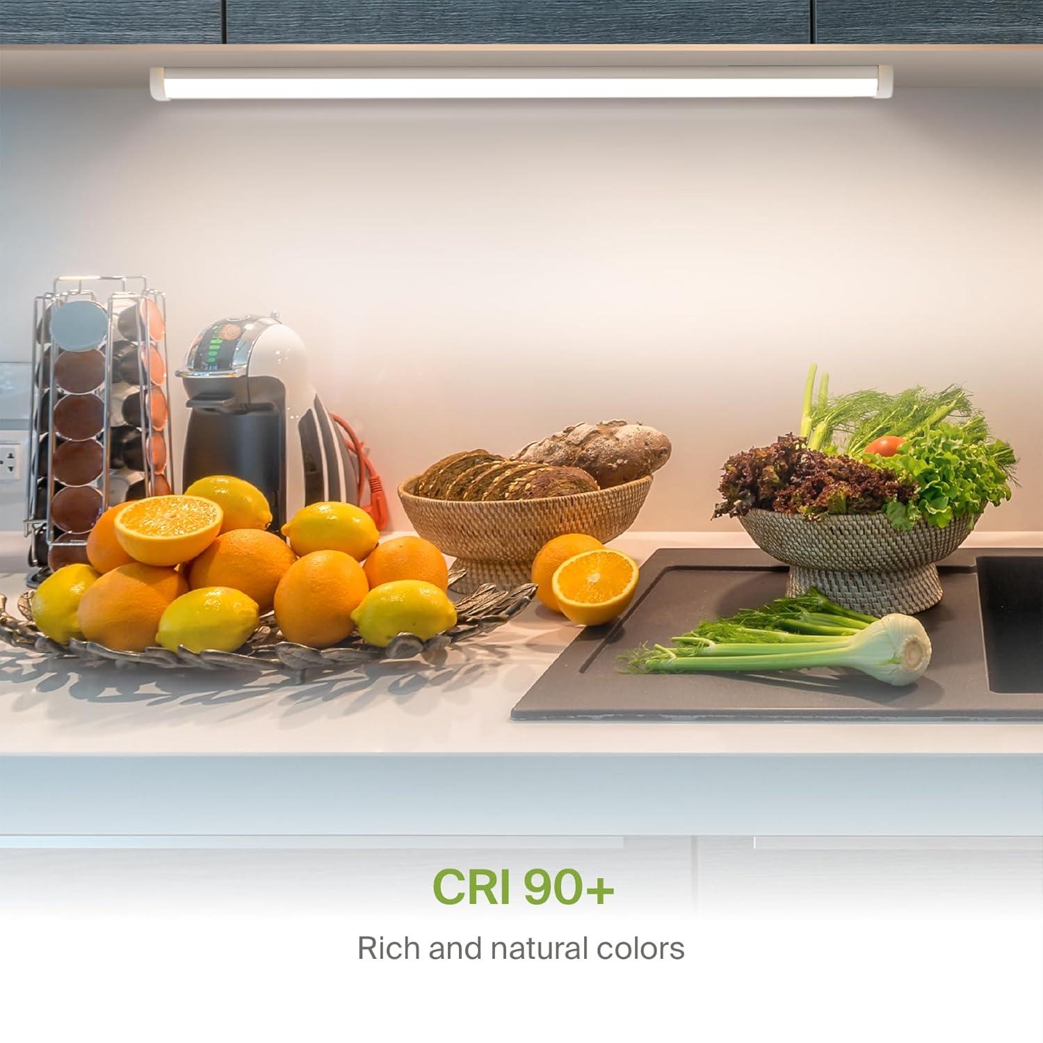 ASD LED Under Cabinet Lighting, 40 inch 20W 1574 LM, Dimmable Hardwired Under Cabinet Lights for Kitchen, 3000K Soft/4000K Cool/5000K Daylight, Under Counter Light Fixtures, ETL Energy Star White