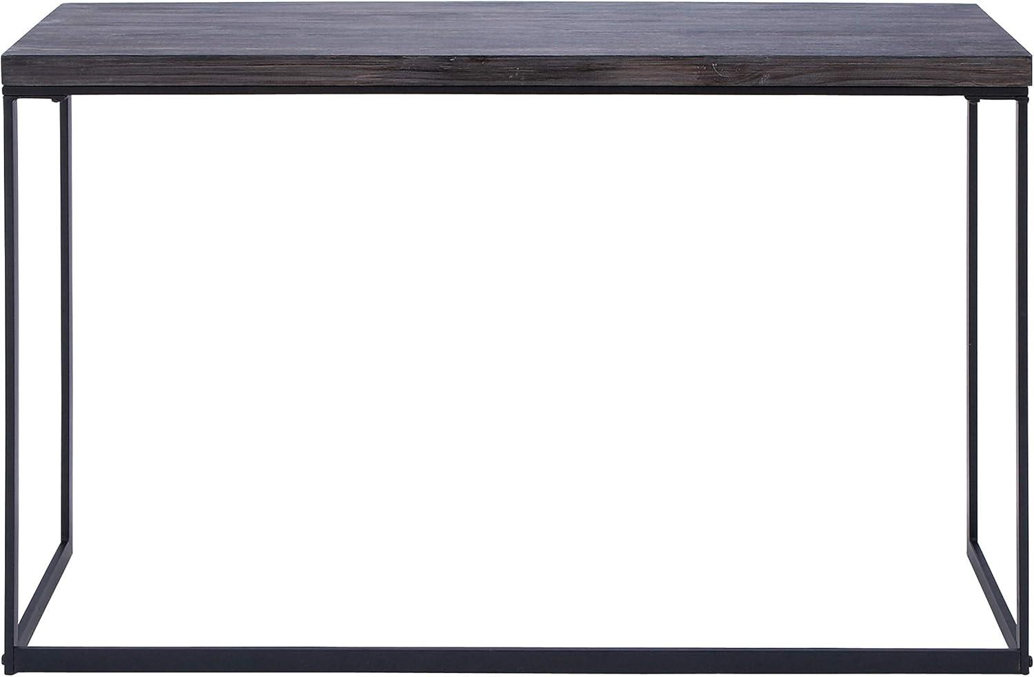 Union Rustic Corneau Wood Minimalistic Dark Brown Console Table with Black Metal Legs