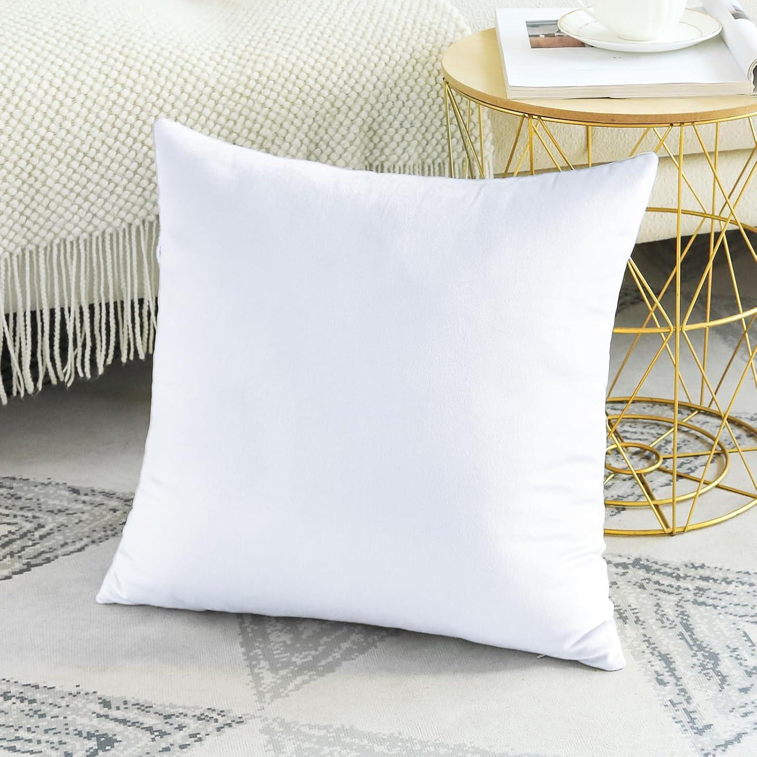 True White 18" x 18" Velvet Decorative Throw Pillow